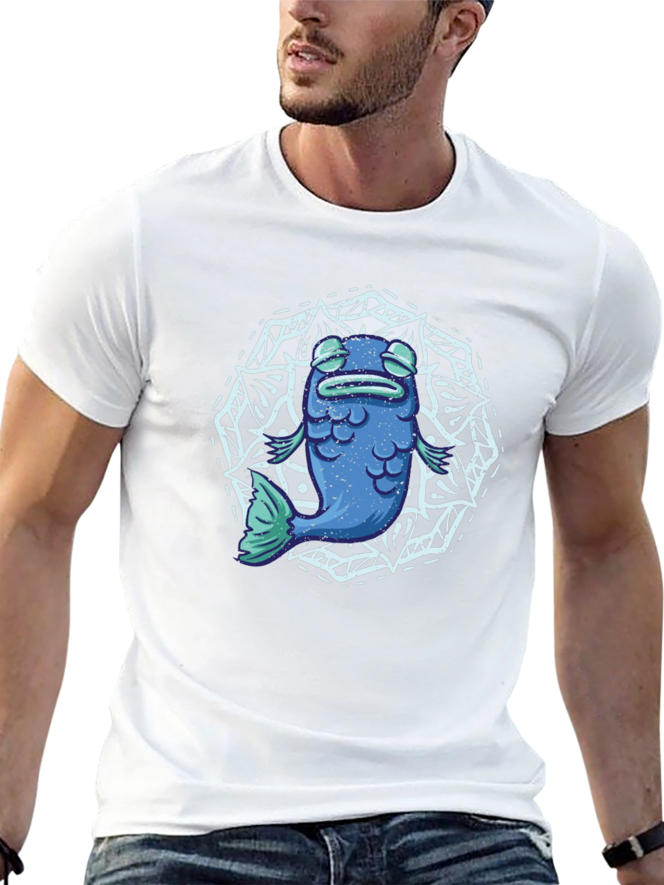 Black Zen Fish Mandala Graphic Tee - Men's Black T-Shirt view 13