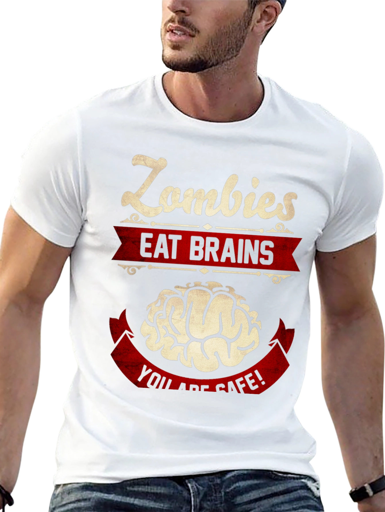 Black Zombies Eat Brains Graphic T-Shirt - Humor Tee view 13