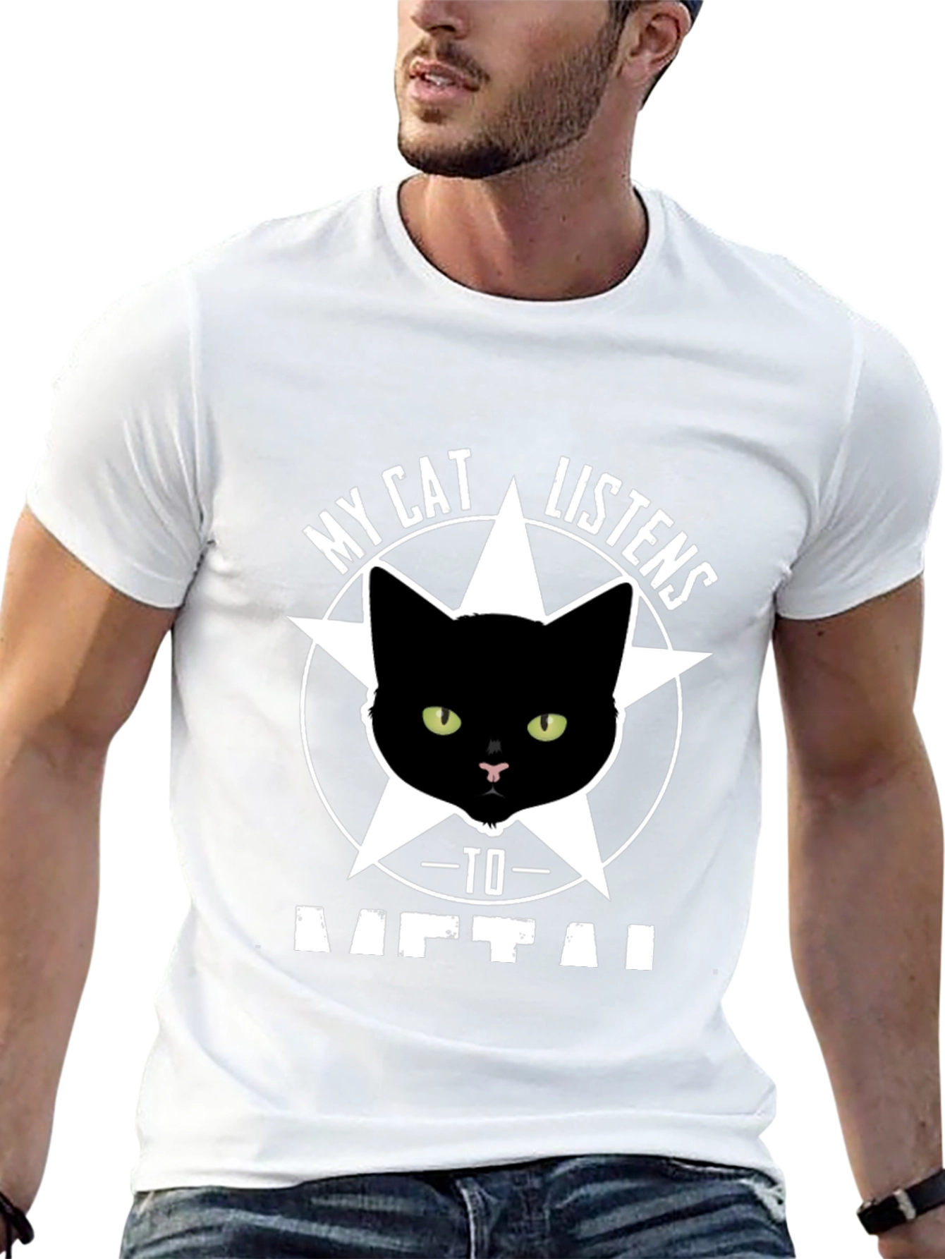 Black My Cat Listens to Metal T-Shirt view 13