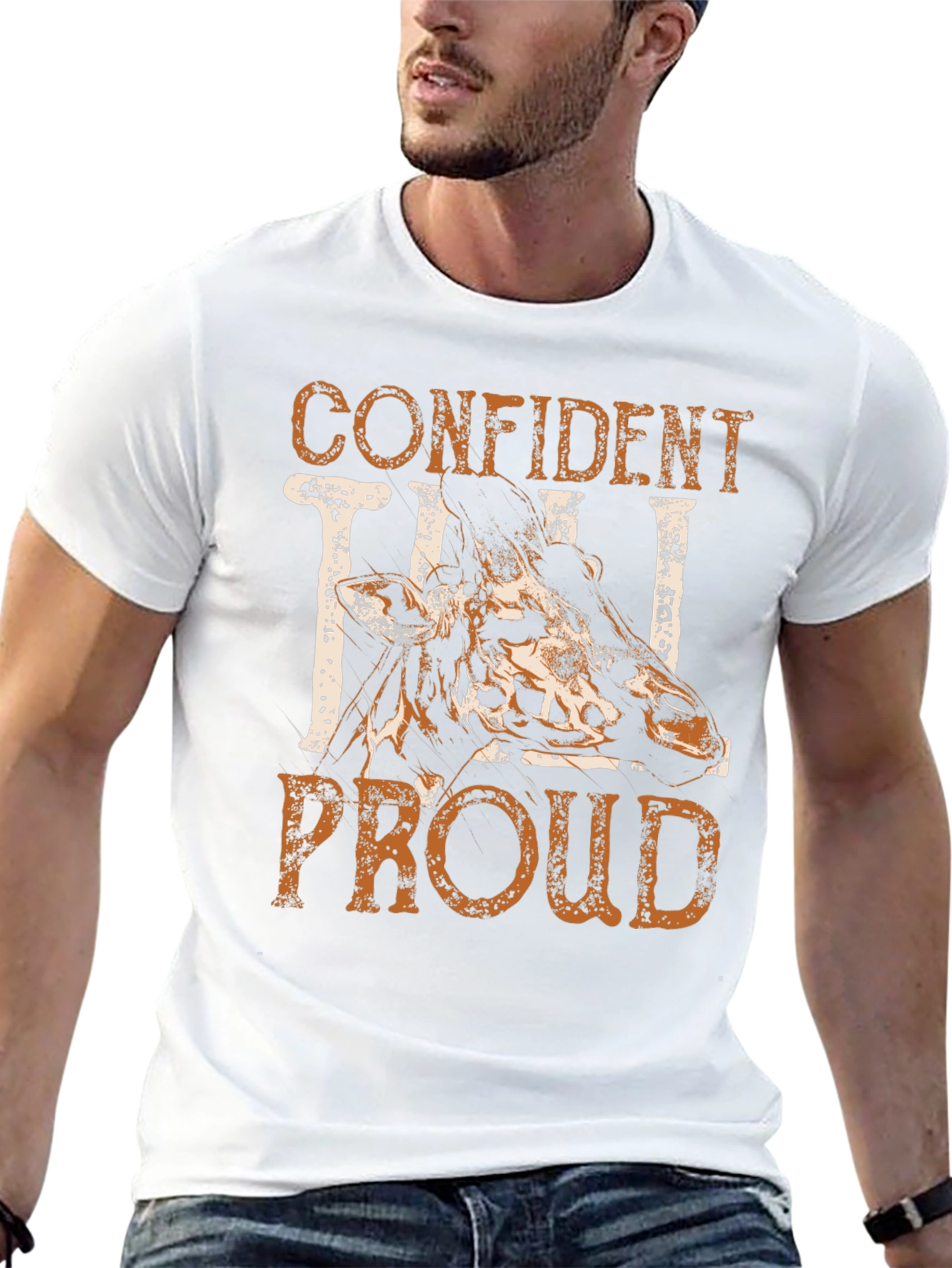 Black Confident Tall Proud Giraffe Graphic Tee view 13