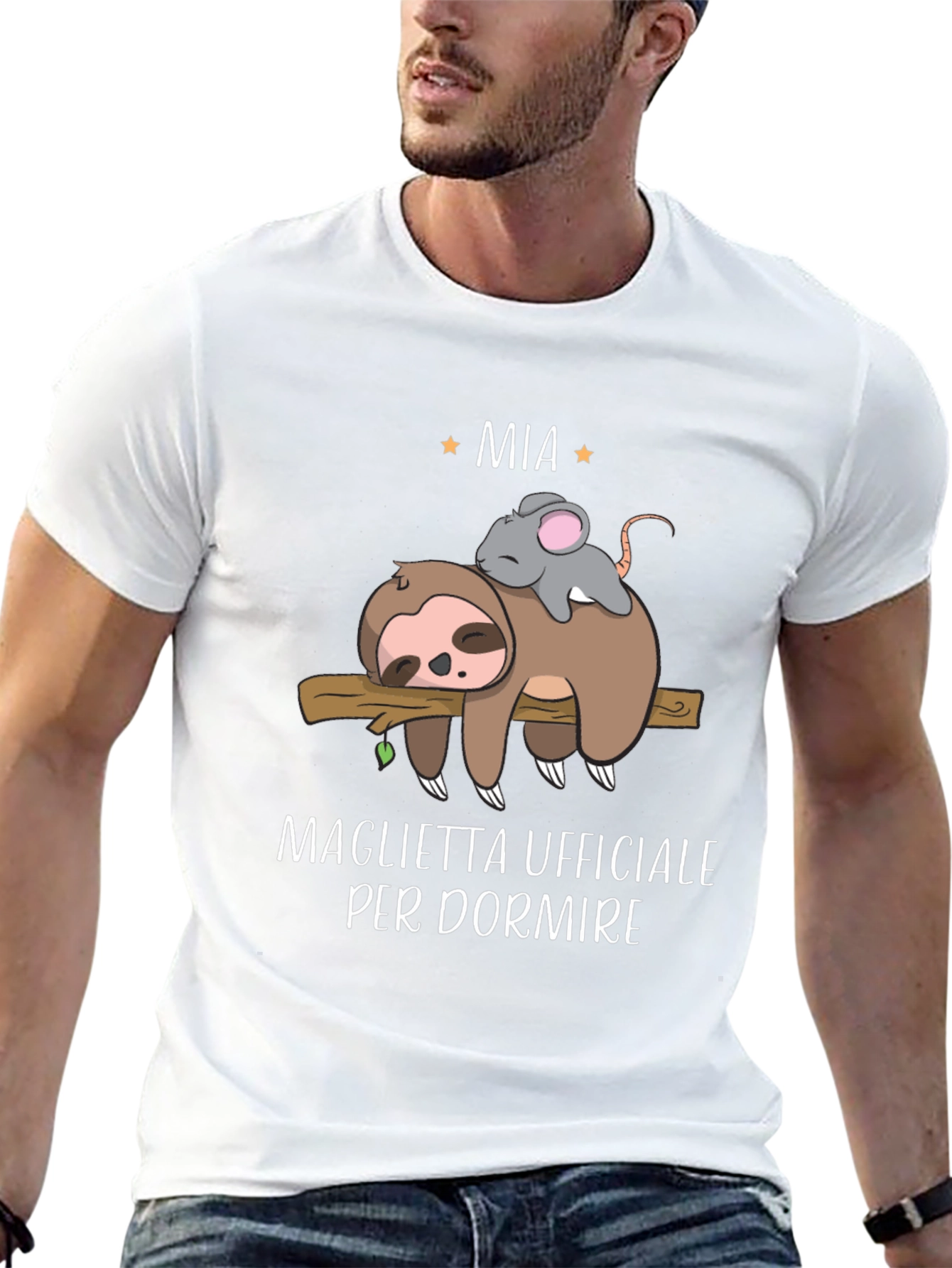 Black Funny Sloth & Mouse 'Mia' Sleep Shirt view 13