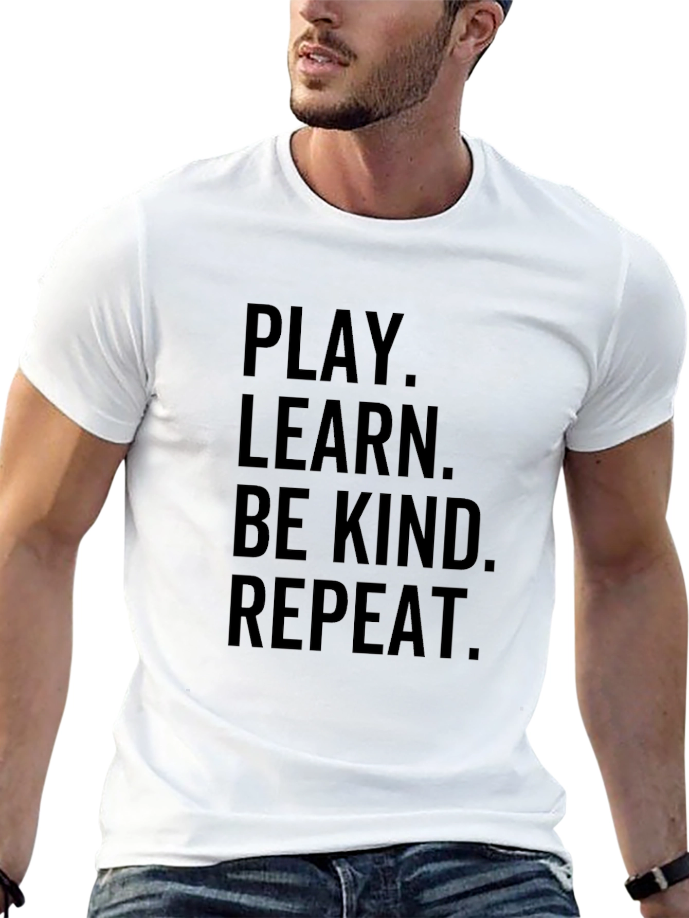 Black Play Learn Be Kind Repeat Black T-Shirt view 13