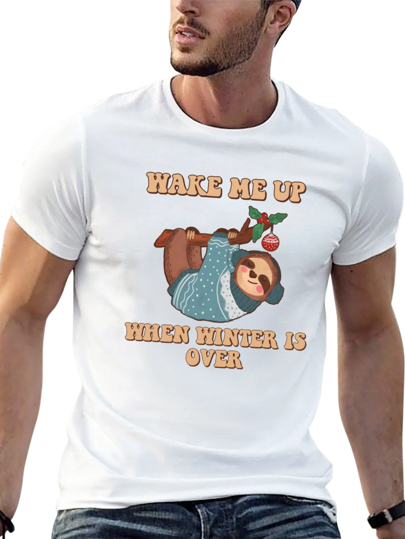 Black Sloth Winter T-Shirt - Wake Me Up When Winter Is Over view 13