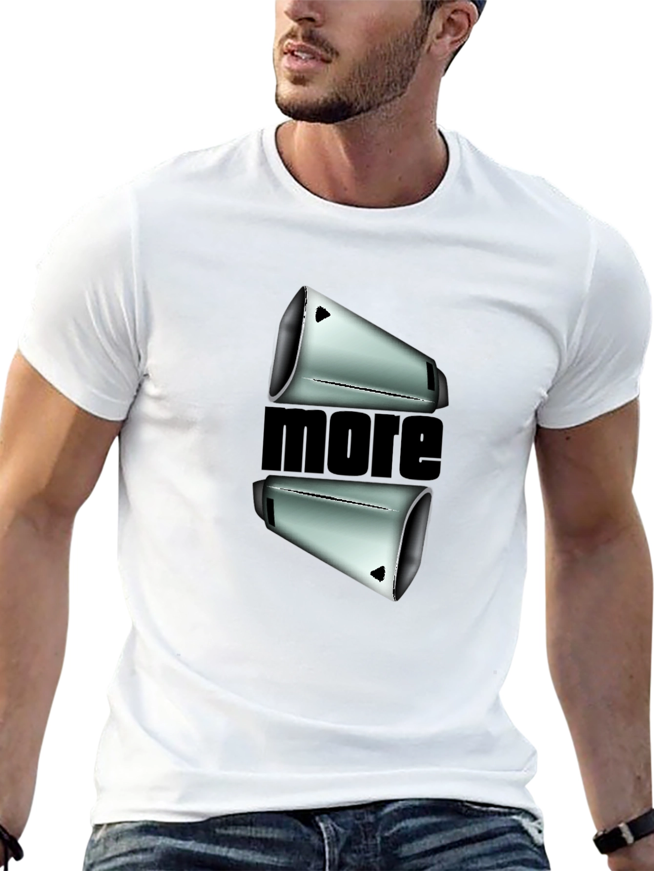 Black Modern "More" Graphic Black T-Shirt view 13
