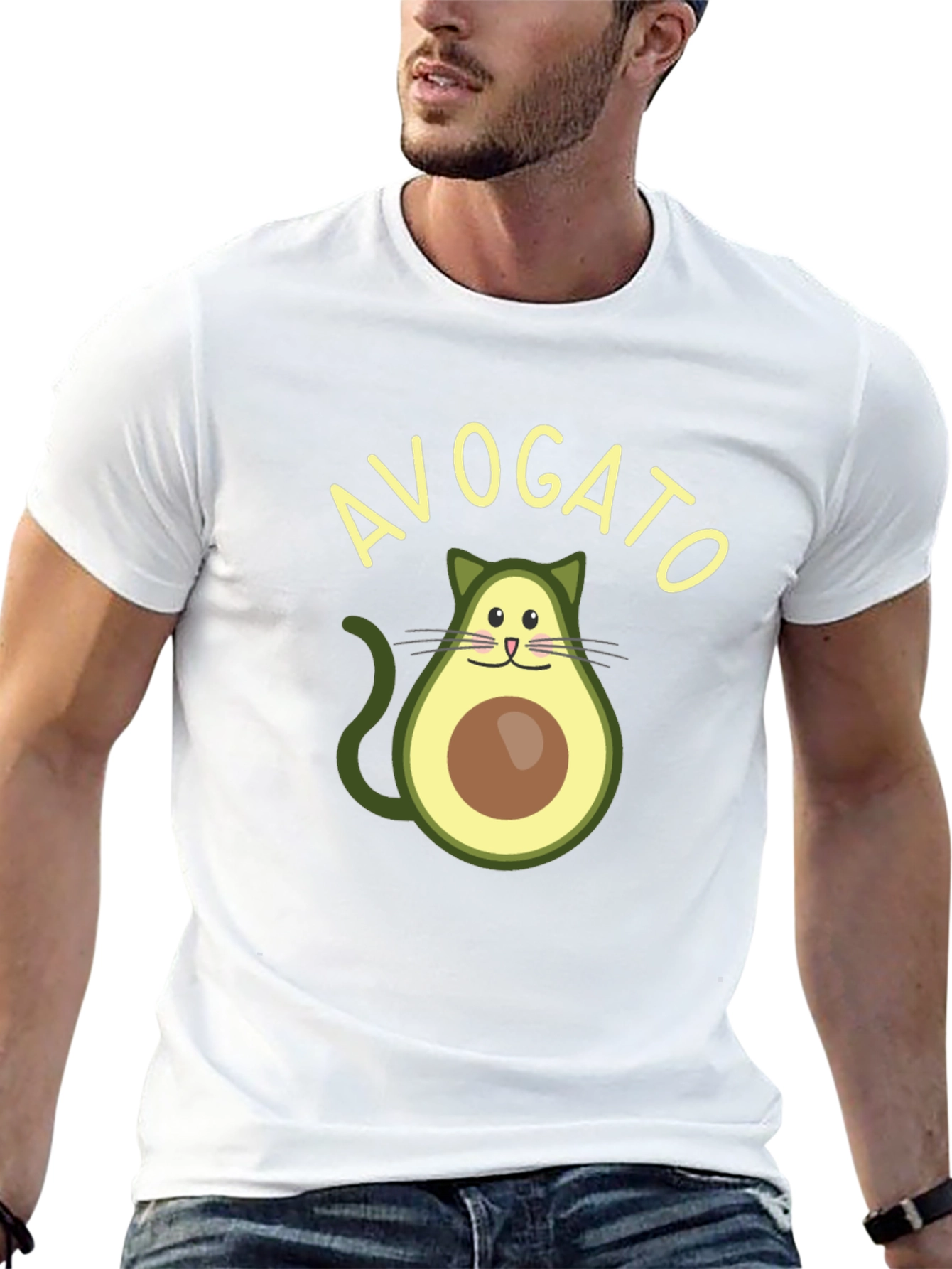 Black Avogato T-Shirt - Funny Avocado Cat Graphic Tee view 13