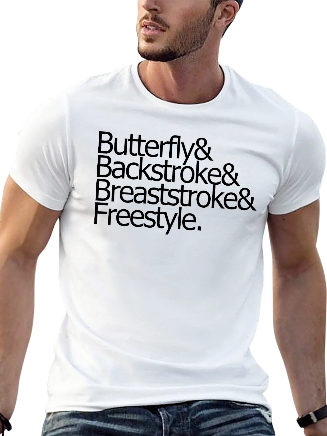Black Swim Strokes Graphic Tee - Butterfly Backstroke Breaststroke Freestyle view 13