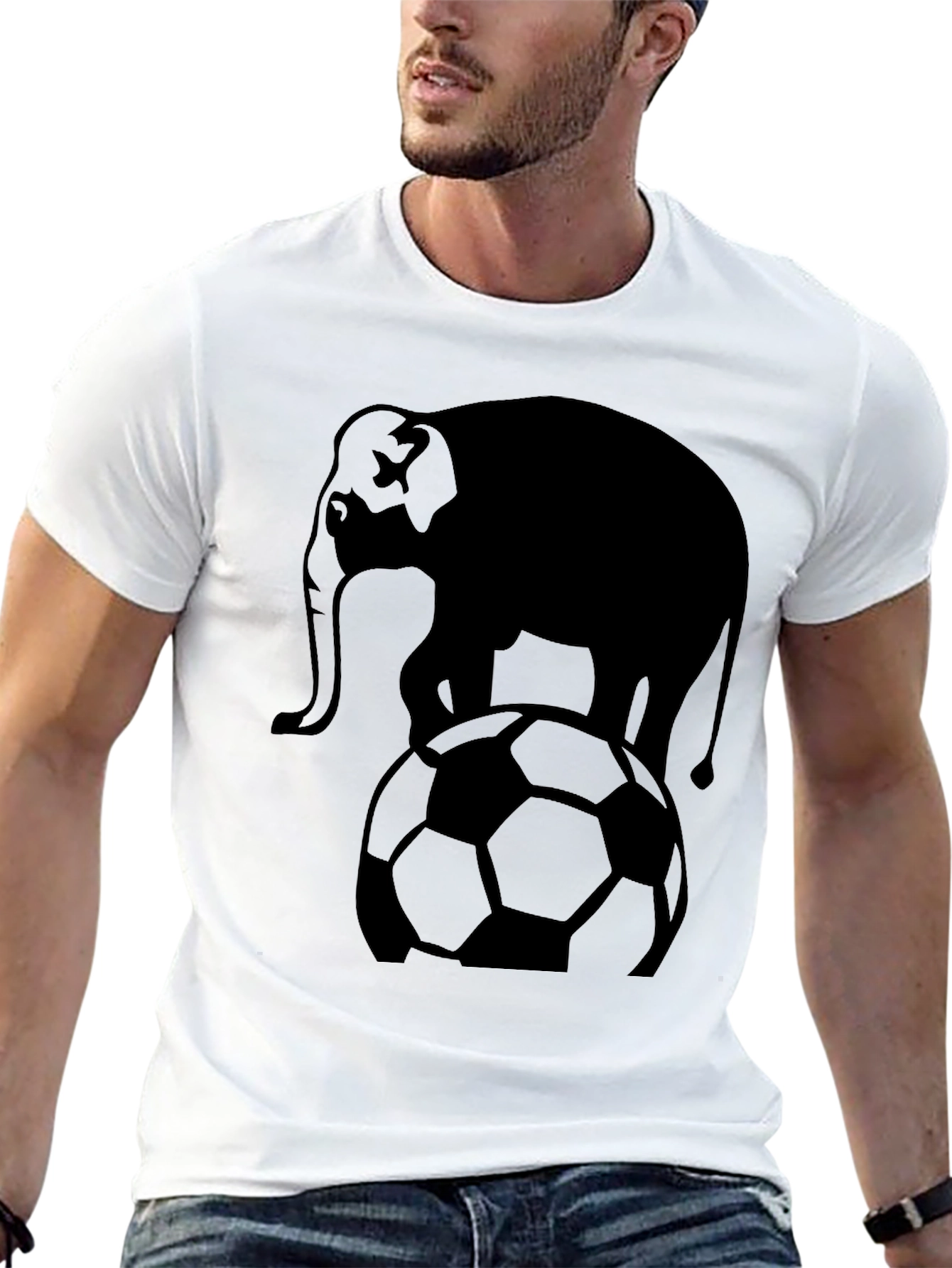 Black Elephant Soccer Ball Graphic T-Shirt - Black view 13