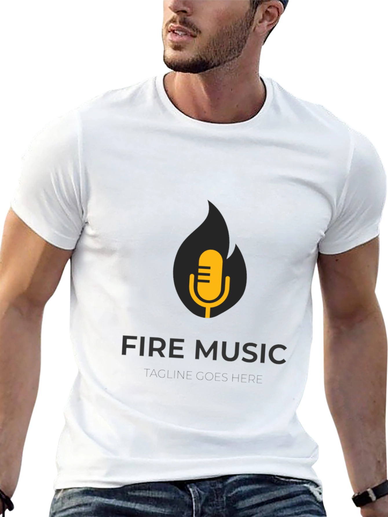 Black Fire Music Graphic Tee - Black Cotton T-Shirt view 13