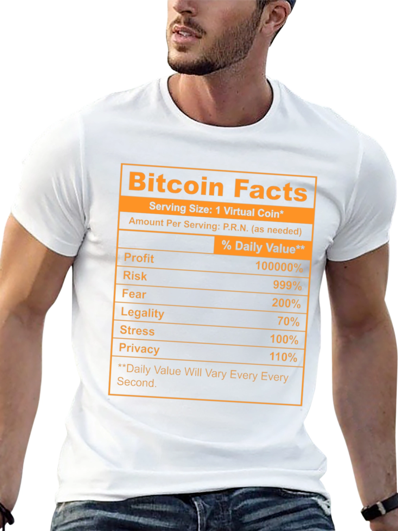 Black Bitcoin Facts Novelty T-Shirt view 13