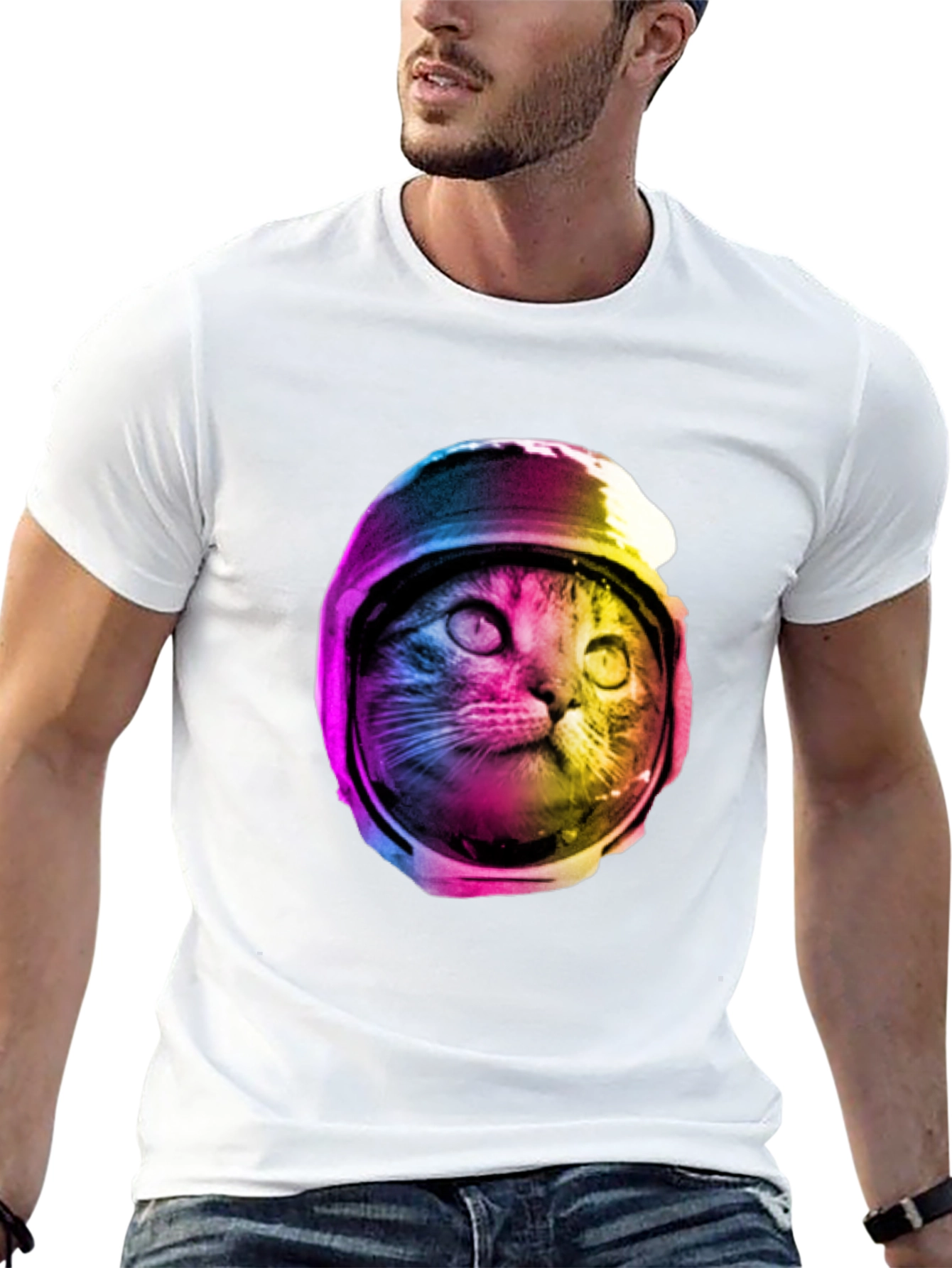 Black Cosmic Cat T-Shirt - Astronaut Kitty Tee view 13