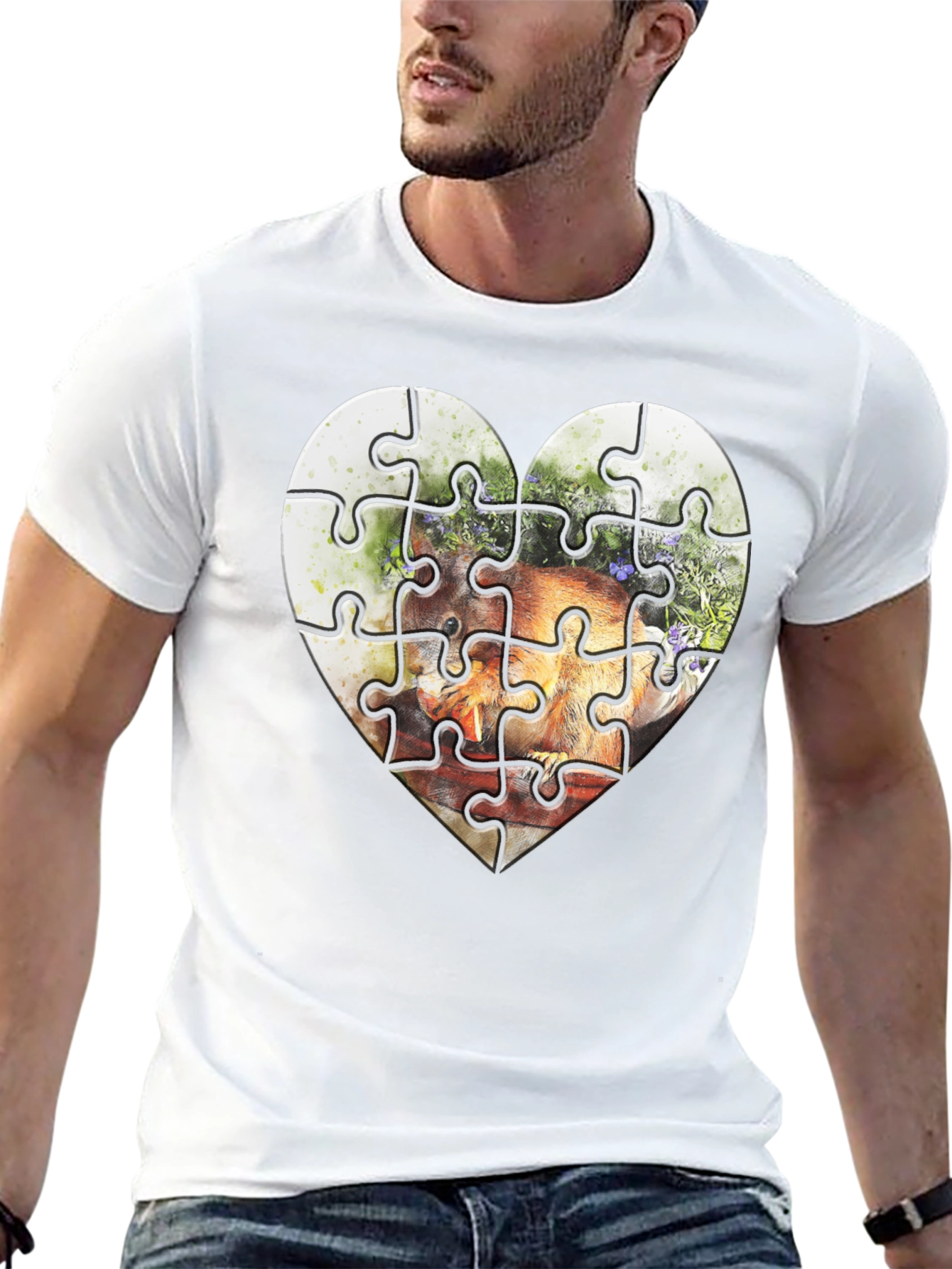 Black Heart Puzzle Graphic Tee - Unique Design view 13