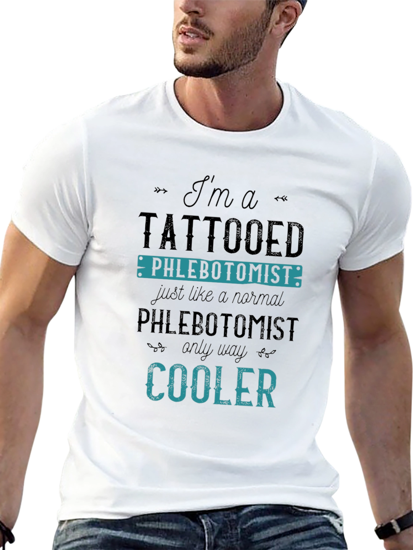 Black Tattooed Phlebotomist T-Shirt - Cool Medical Apparel view 13