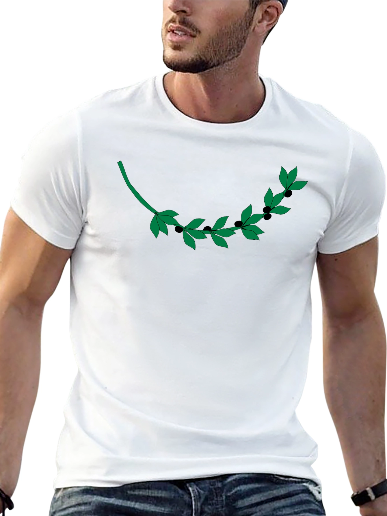 Black Olive Branch Graphic T-Shirt - Modern Casual Style view 13