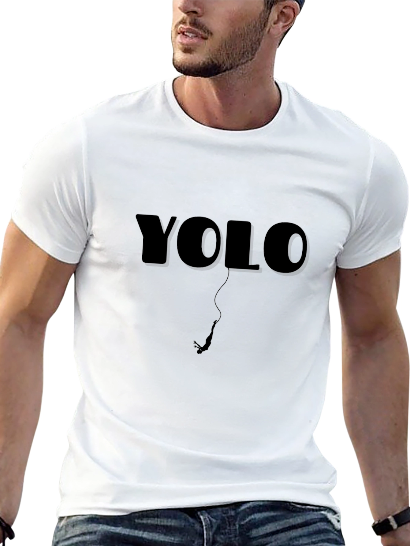 YOLO Bungee Jump Graphic Tee - Black Cotton T-Shirt - 13