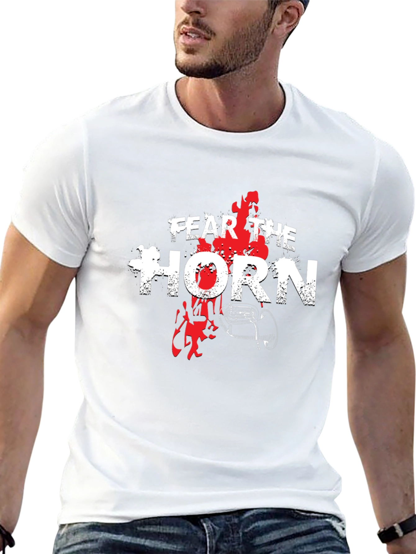 Black Fear the Horn Graphic Tee - Black Cotton T-Shirt view 13