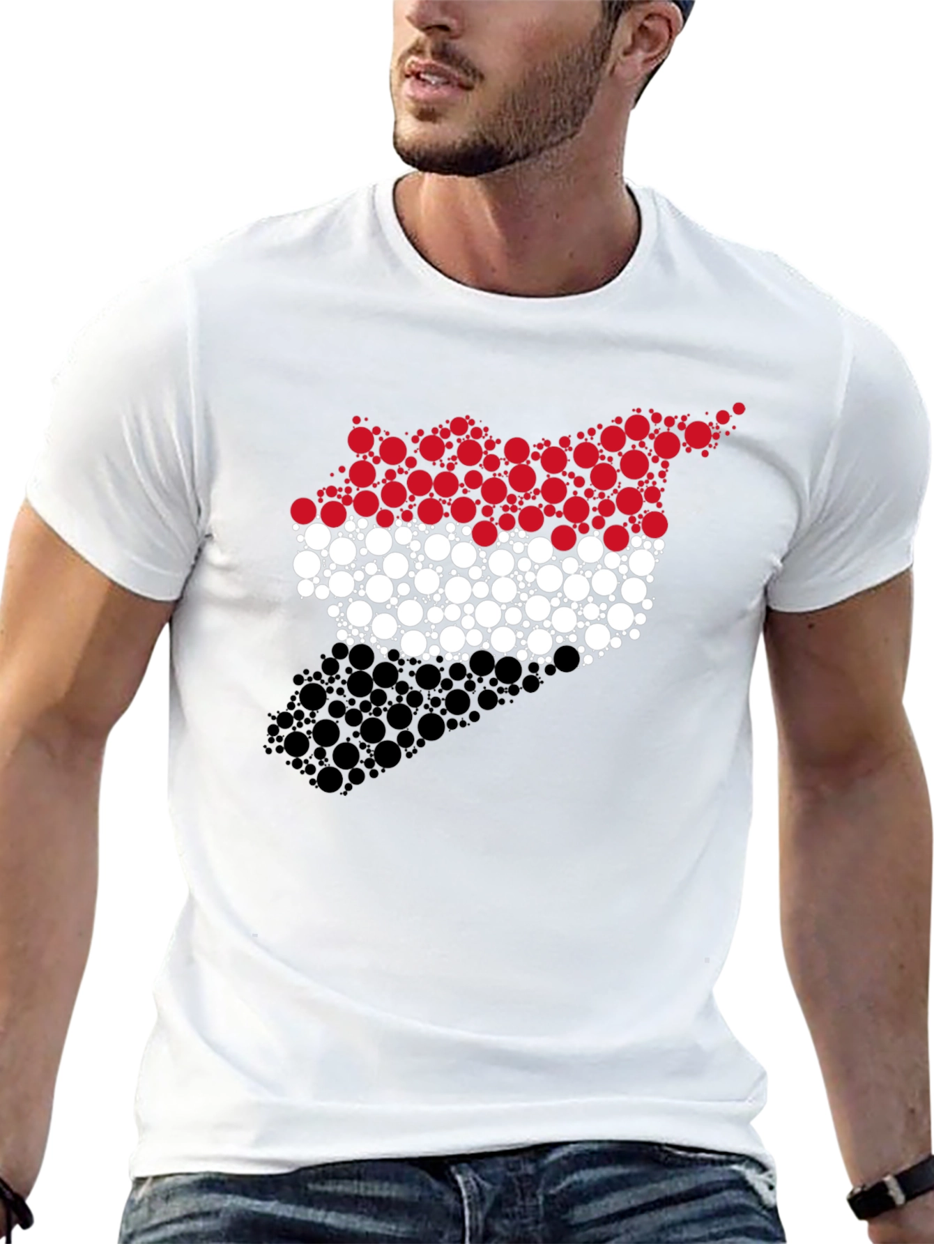 Syria Flag Circle Pattern Graphic Tee - 13