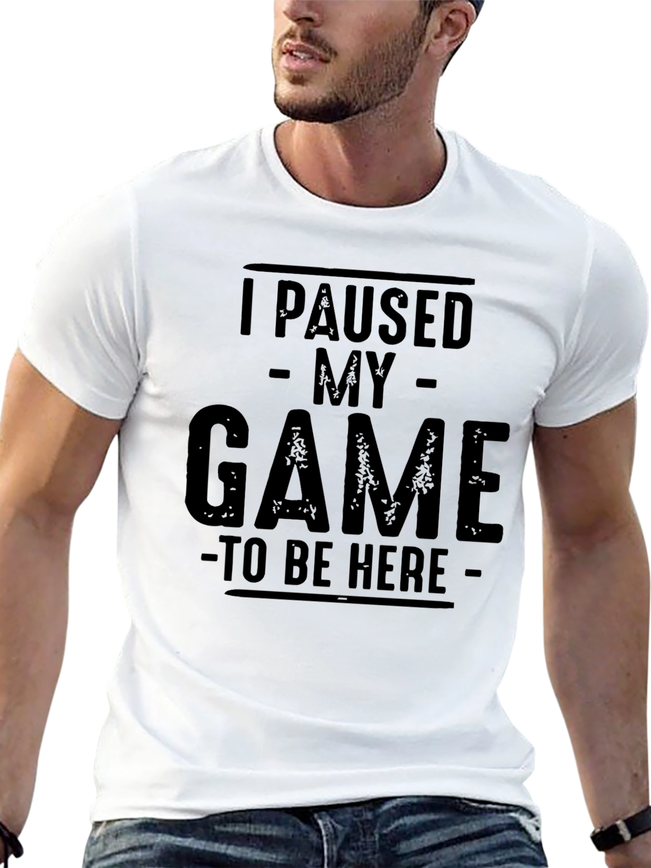 Black I Paused My Game to Be Here - Funny Gamer T-Shirt view 13