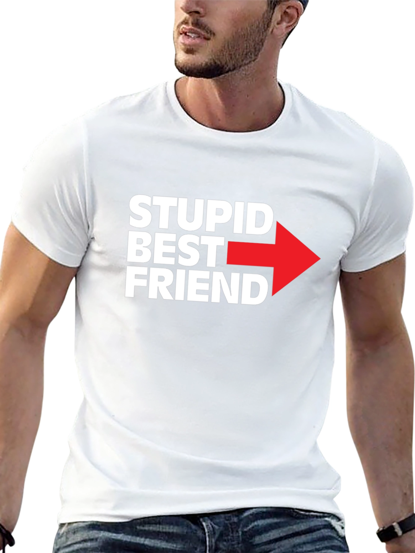 Black Stupid Best Friend Graphic T-Shirt - Funny Friendship Tee view 13
