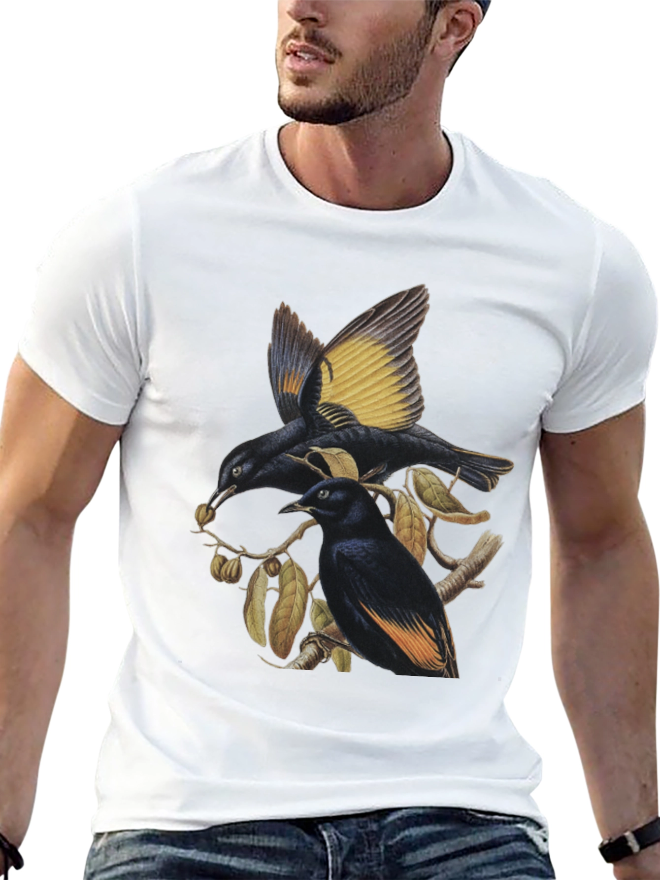 Black Birds on Branch Graphic Tee view 13