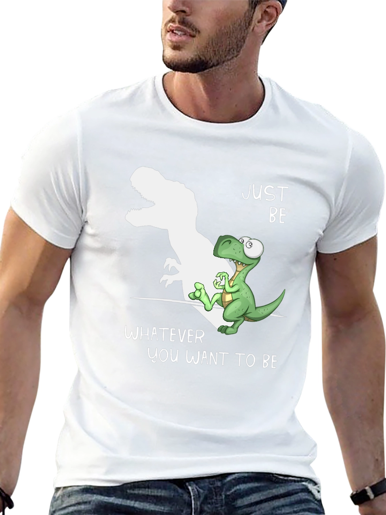 Black Just Be Dinosaur T-Shirt - Inspirational Graphic Tee view 13