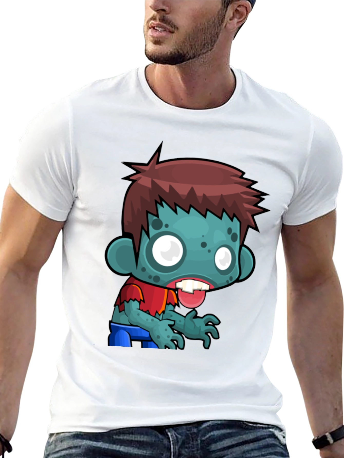 Black Cartoon Zombie Graphic T-Shirt - Mens Black Tee view 13