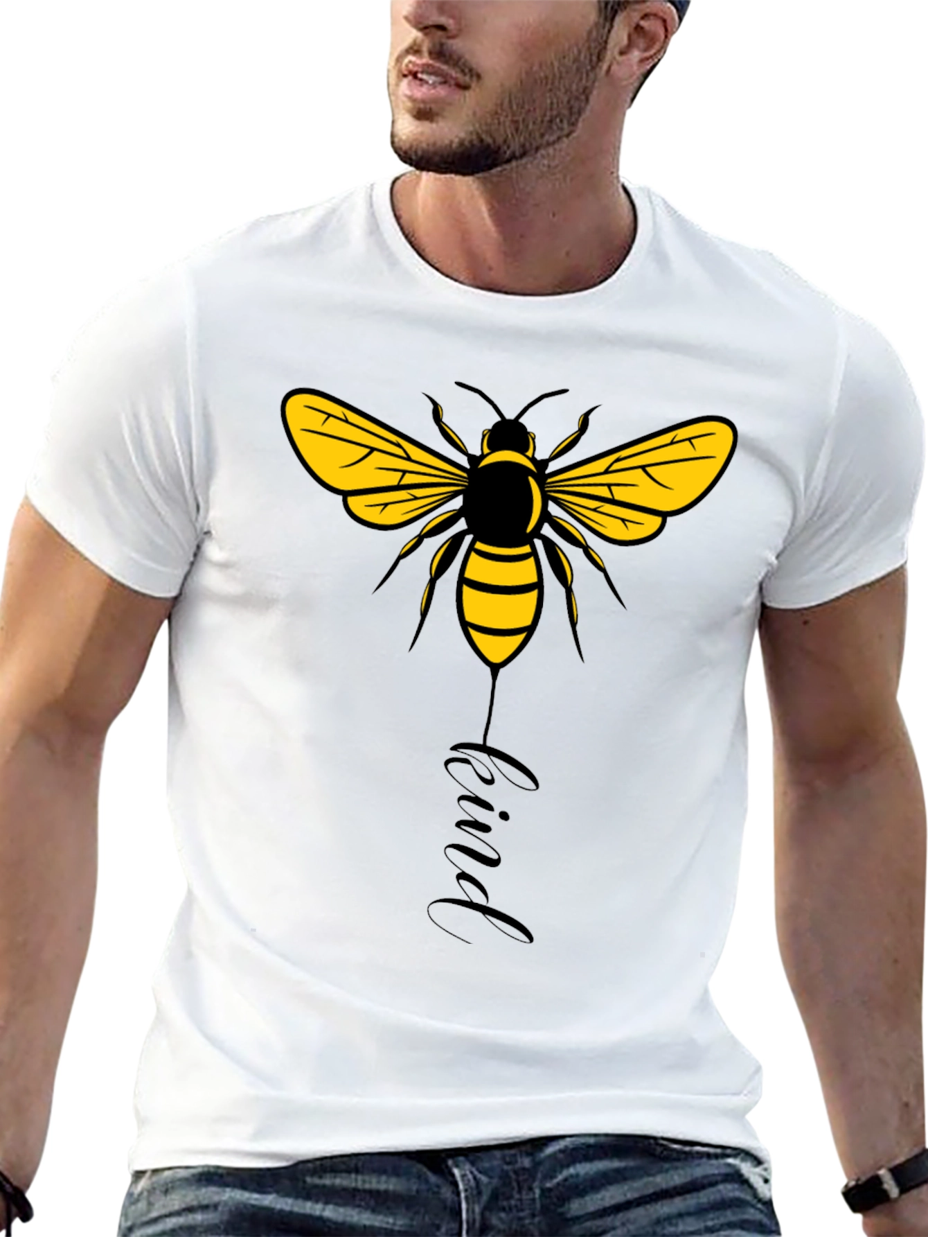 Black Bee Kind Graphic Tee - Black Cotton T-Shirt view 13