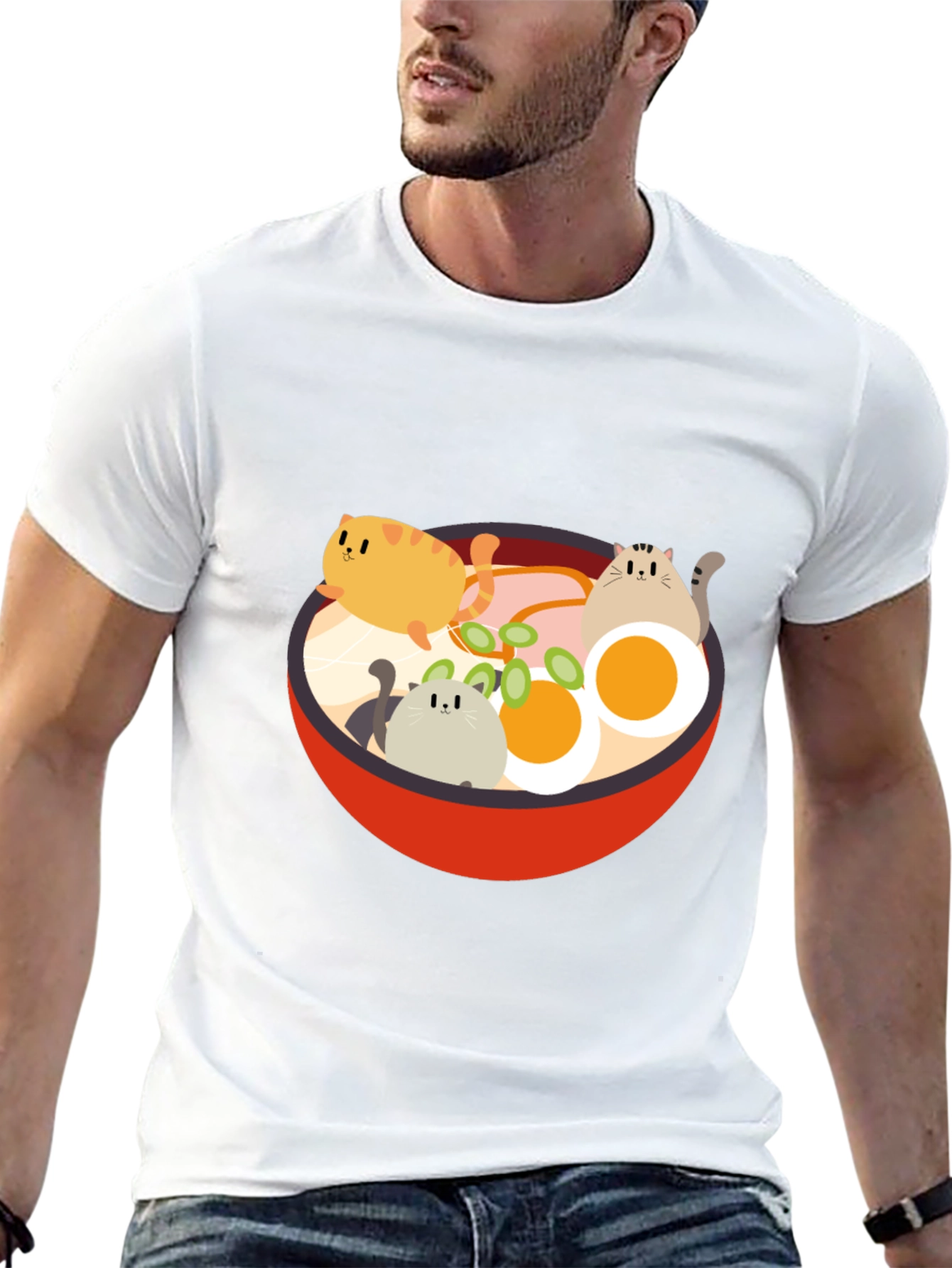 Cat Ramen T-Shirt - Kawaii Noodle Bowl Design - 13