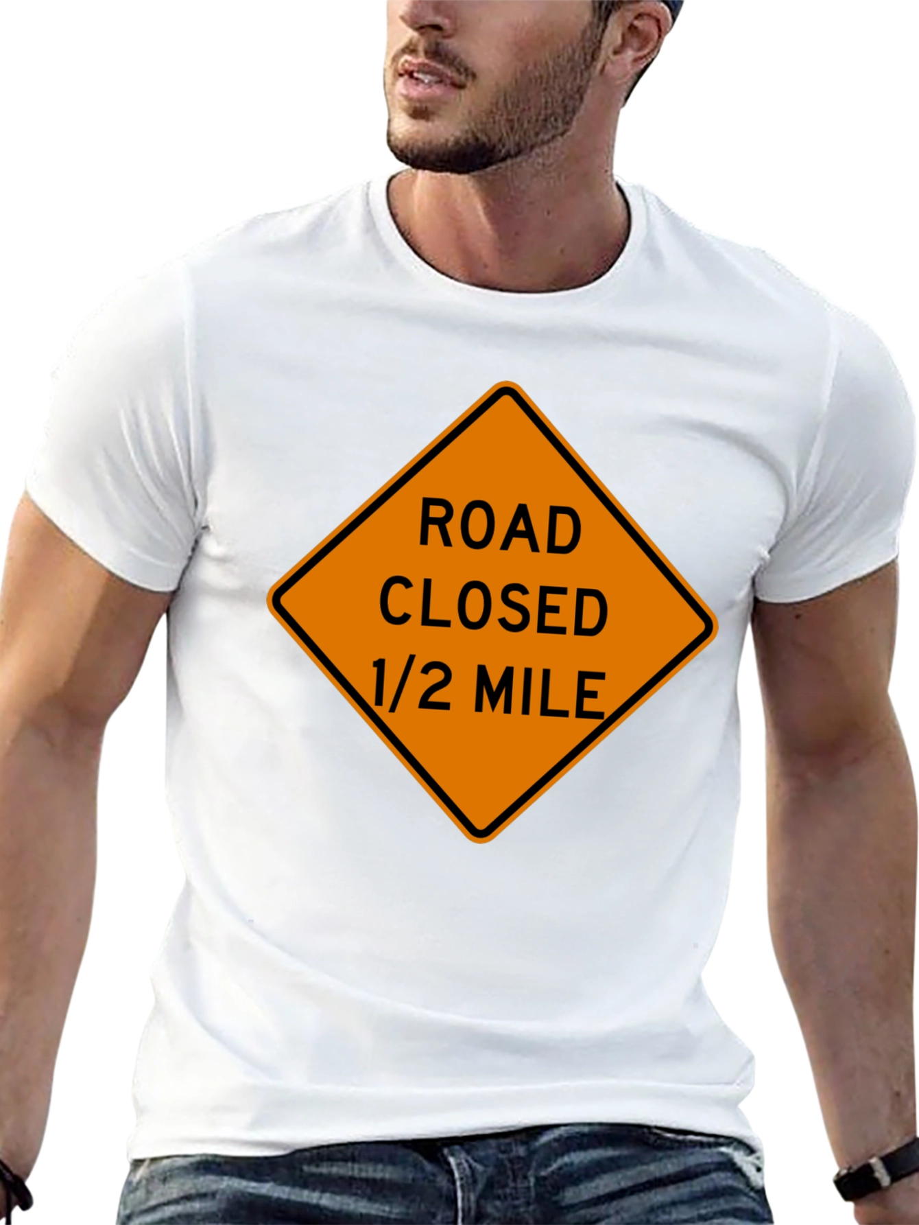 Black Road Closed Ahead T-Shirt view 13