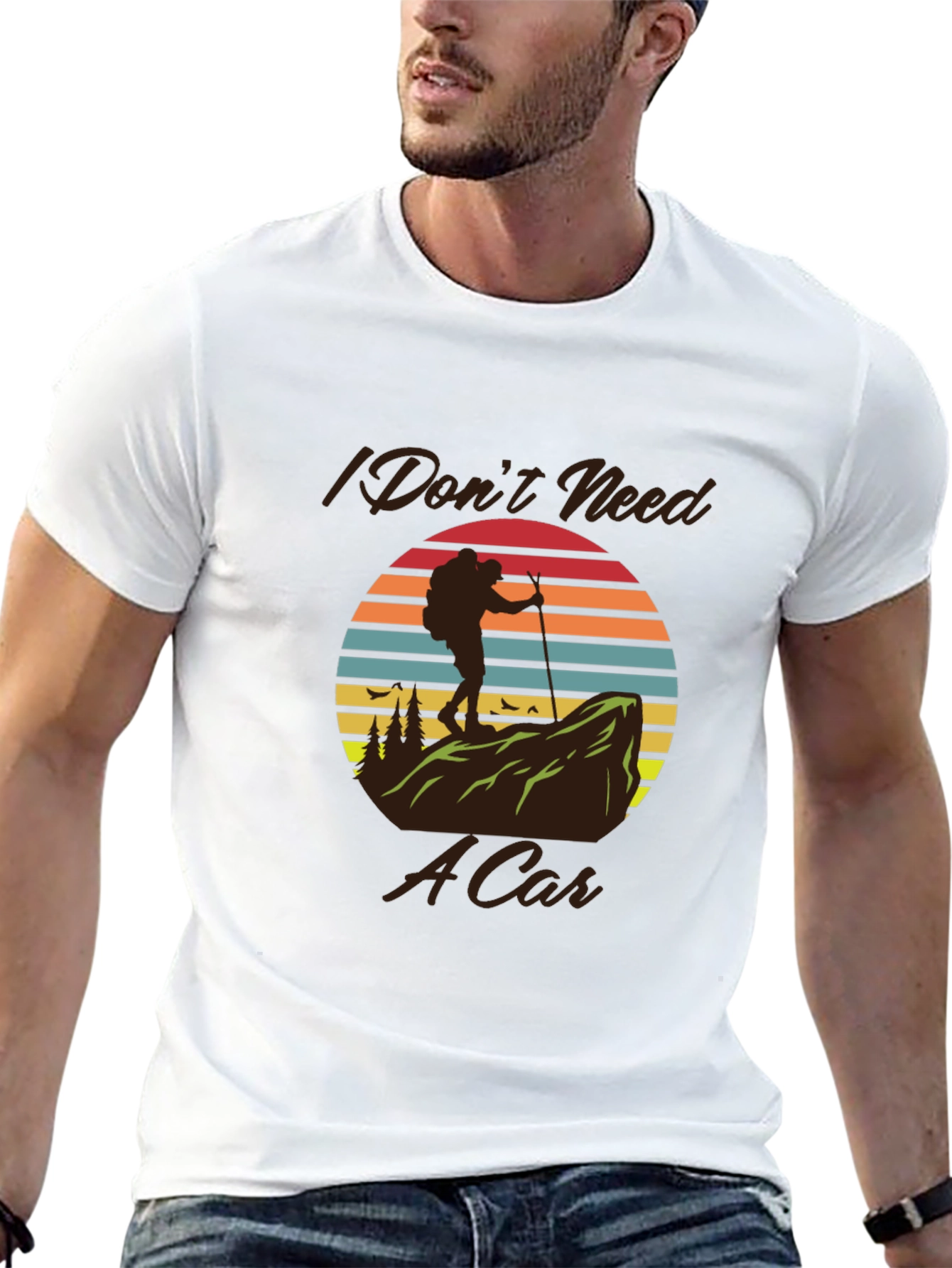 Black Hiking T-Shirt - I Don't Need A Car view 13
