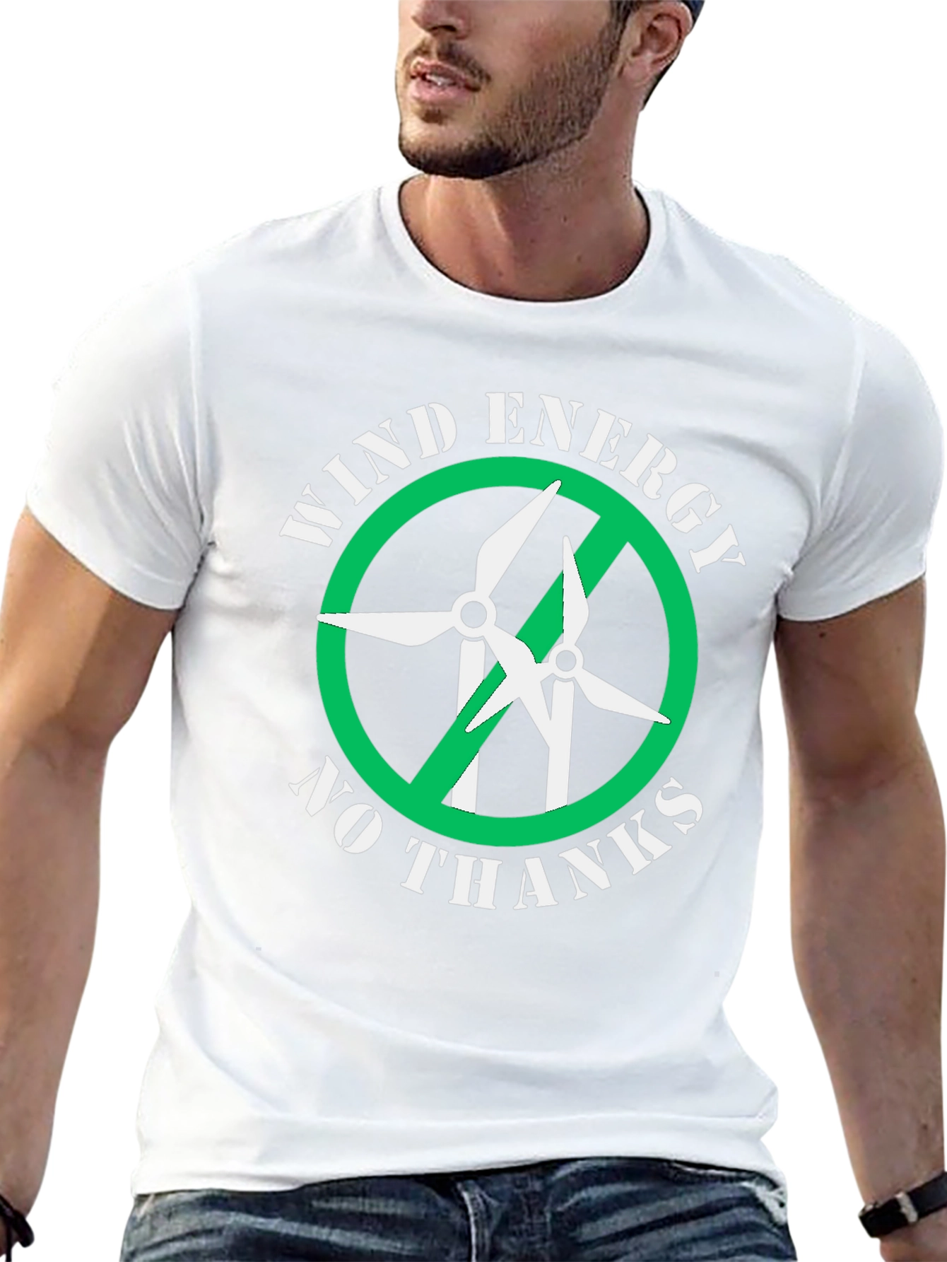 Black Wind Energy No Thanks Graphic T-Shirt view 13