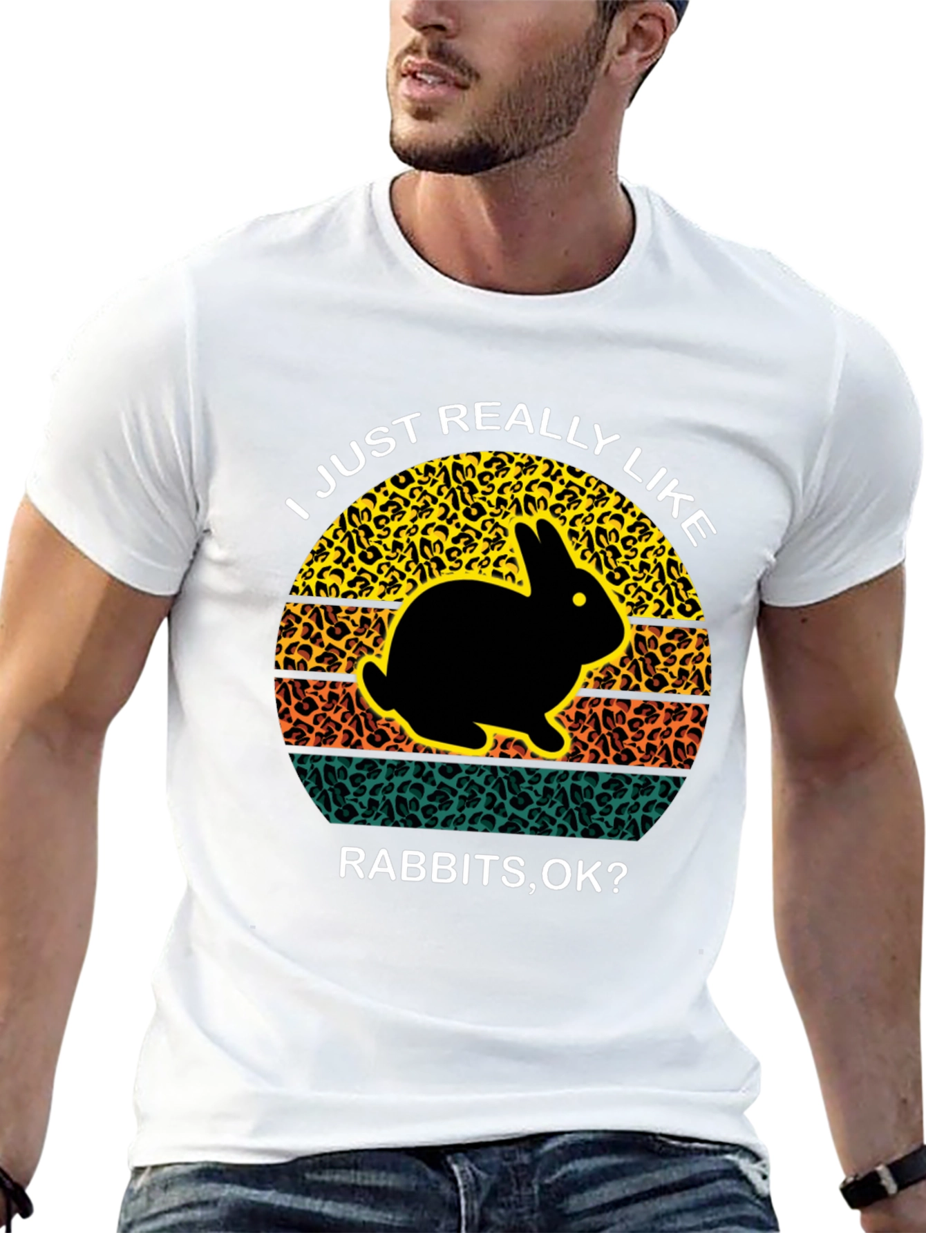 Black I Just Really Like Rabbits OK Black T-Shirt view 13