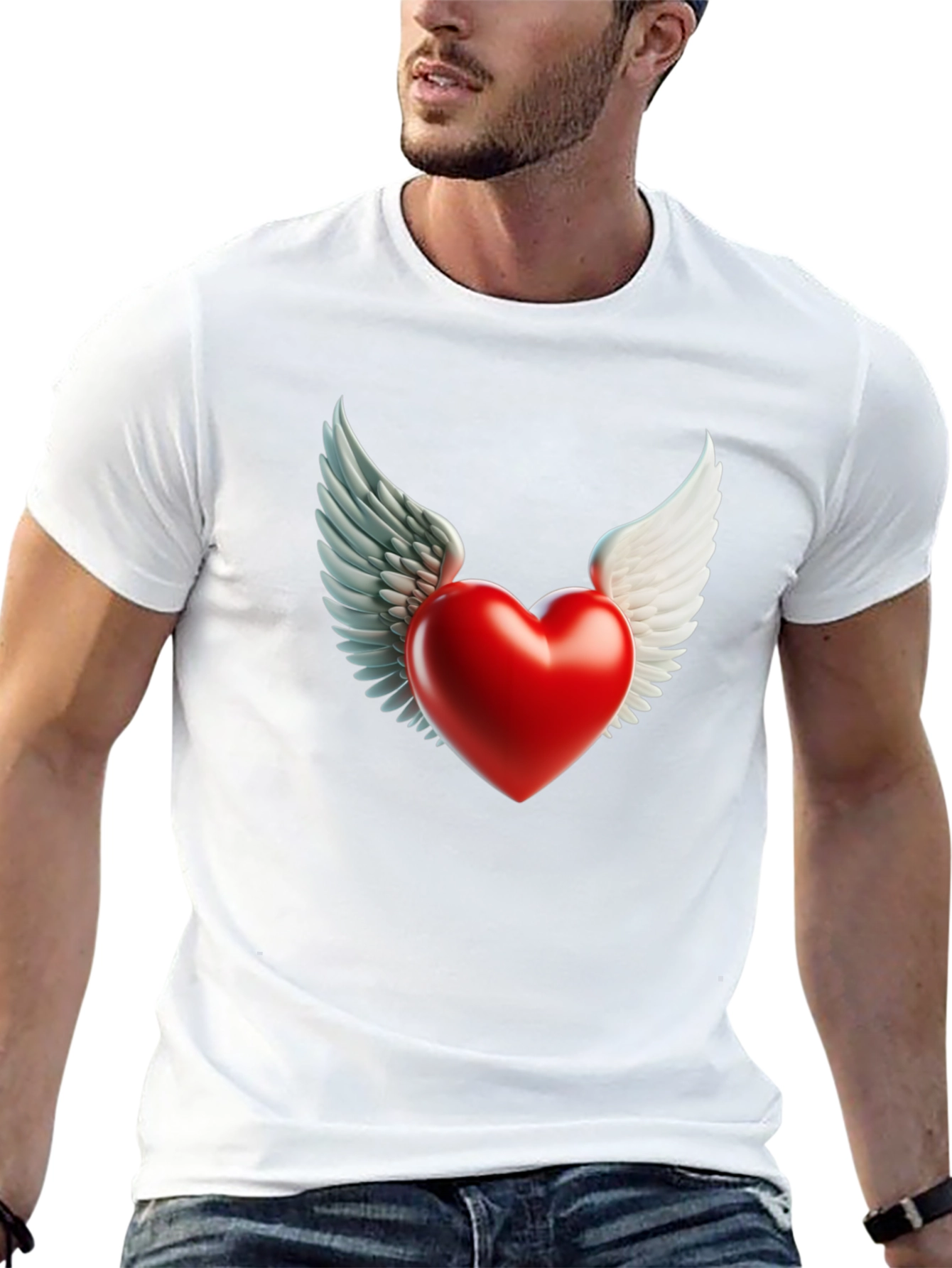 Black Winged Heart Graphic Tee - Black Cotton Blend view 13