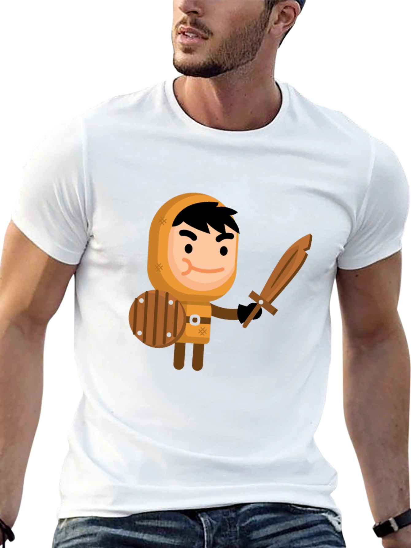 Black Cartoon Knight Graphic Tee - Fun, Unique Design view 13
