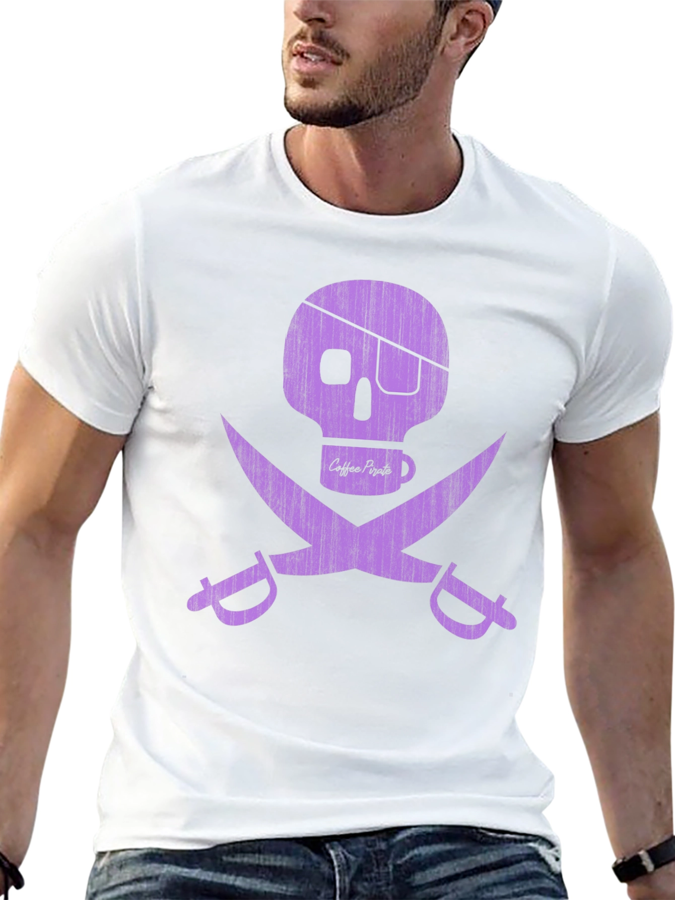 Black Coffee Pirate Graphic T-Shirt - Skull & Swords view 13