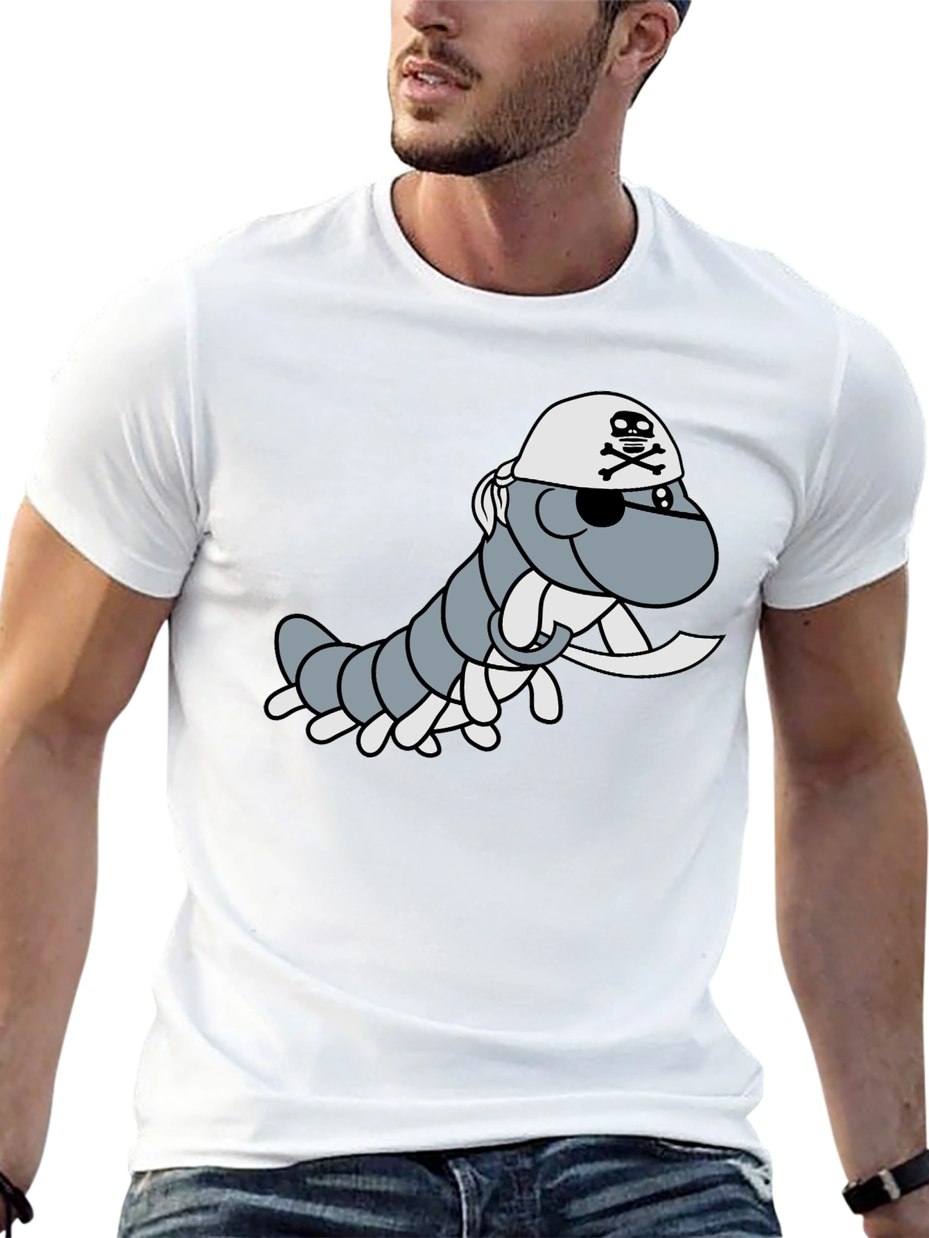 Black Pirate Centipede Graphic Tee - Black Cotton T-Shirt view 13