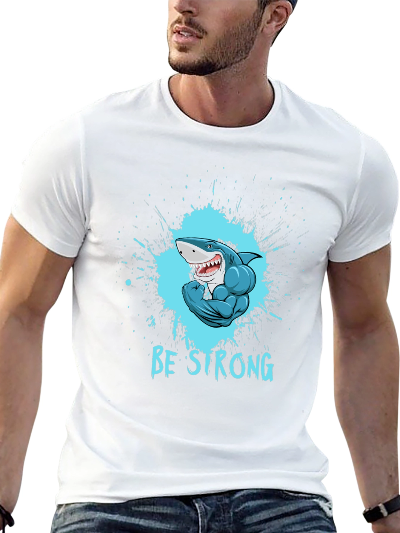 Black Be Strong Shark Graphic Tee view 13