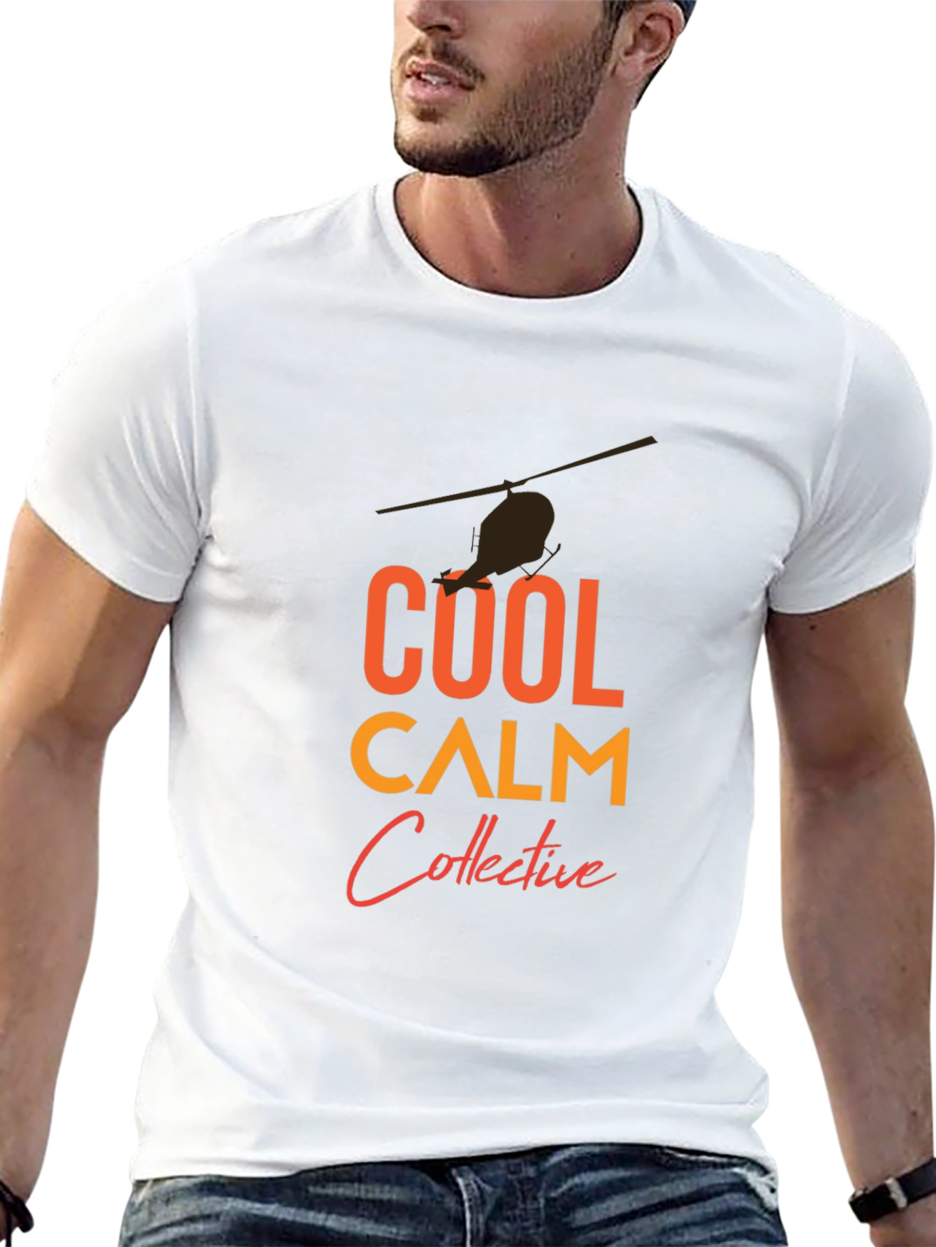 Black Cool Calm Collective T-Shirt - Helicopter Graphic view 13