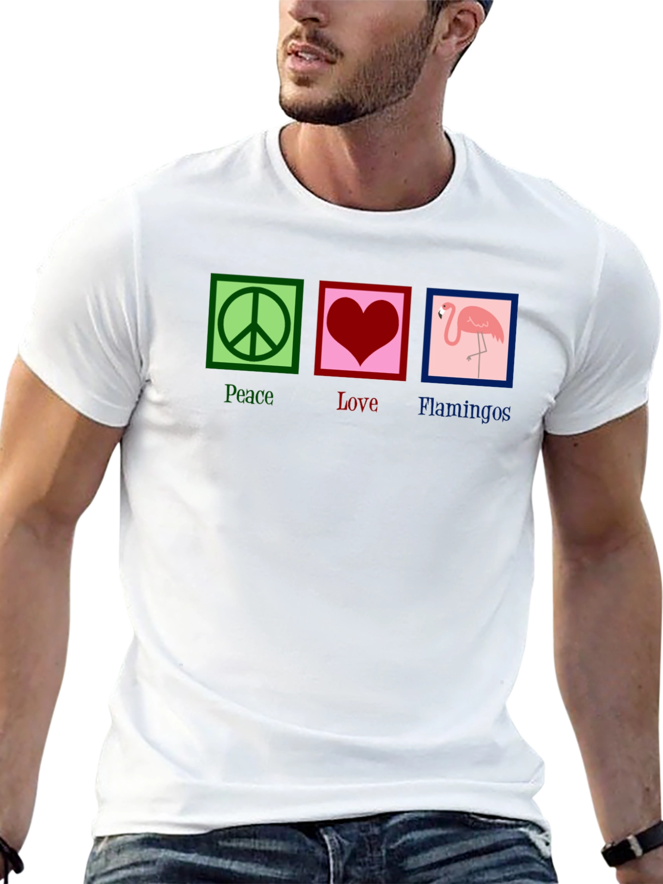 Black Peace Love Flamingos Graphic Tee view 13