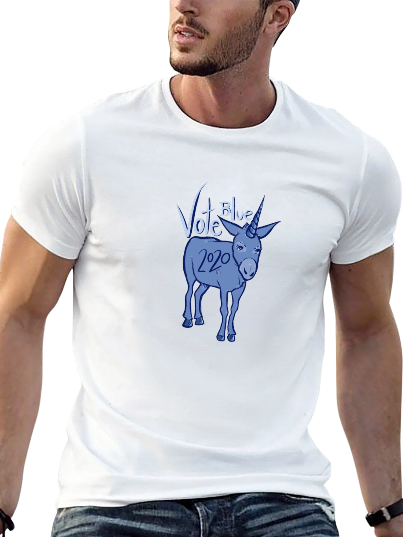 Black Vote Blue 2020 Democrat Donkey Unicorn Graphic T-Shirt view 13