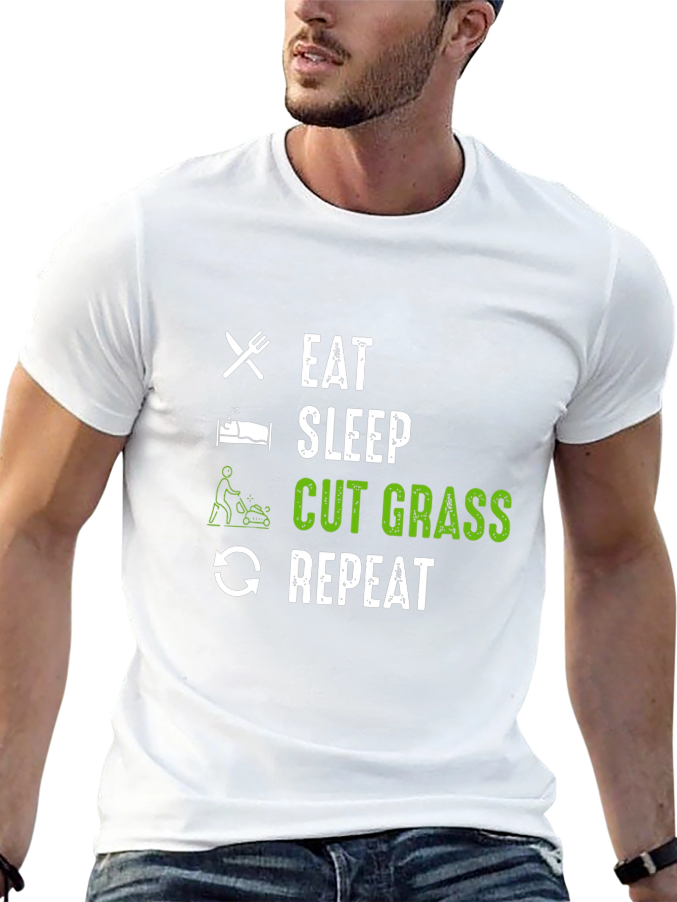 Black Eat Sleep Cut Grass Repeat Graphic Tee view 13
