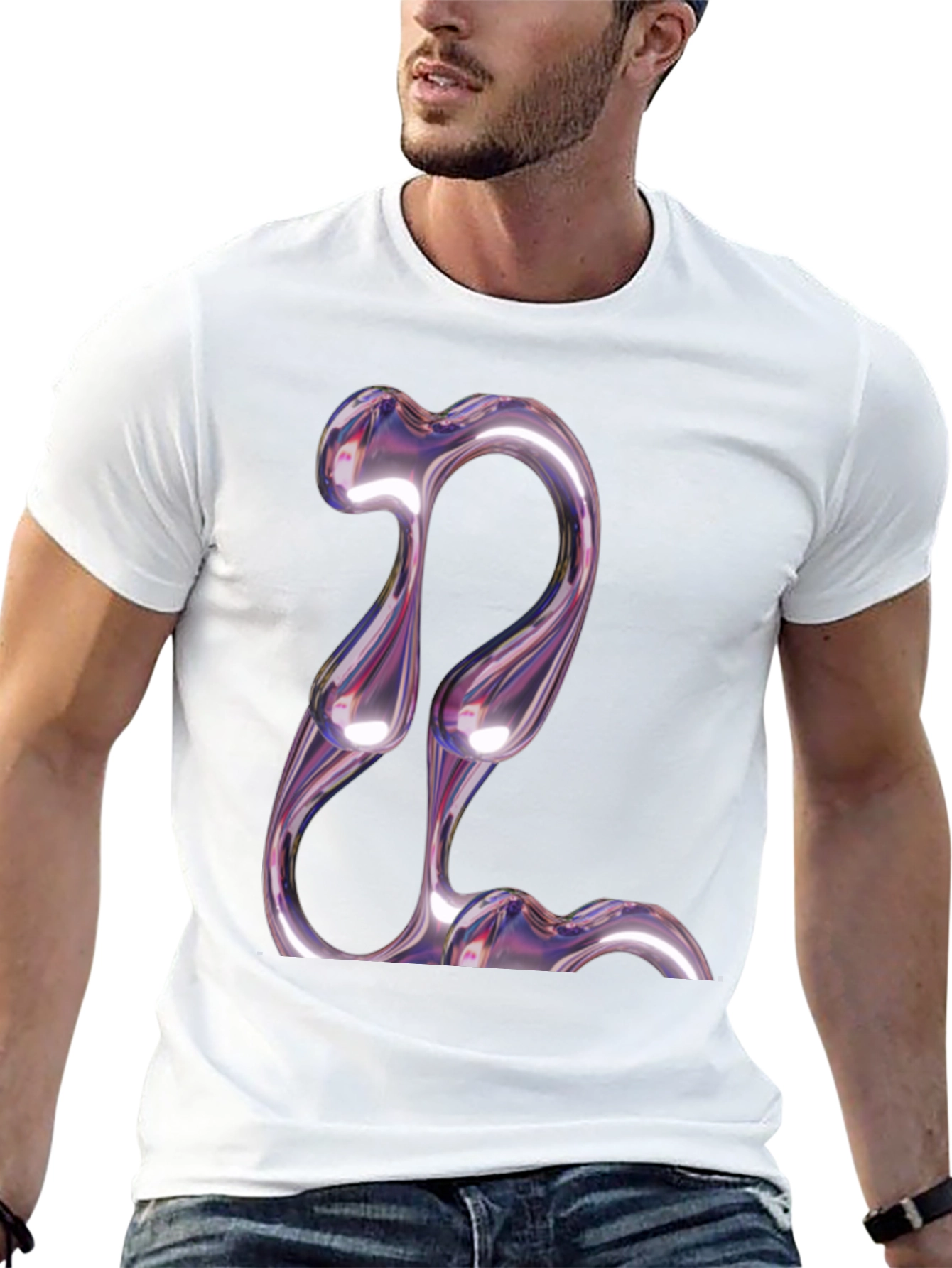 Black Abstract Chrome Graphic Tee - Modern Style view 13