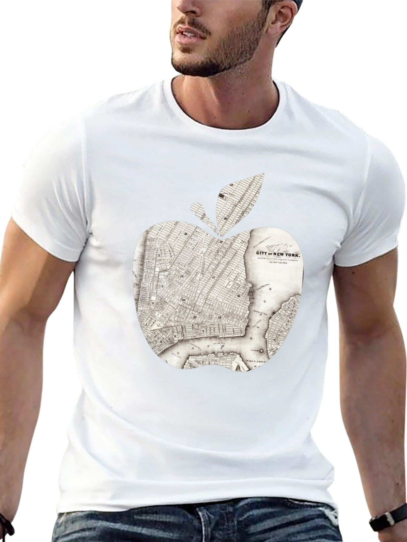 Black New York Apple Map Graphic Tee view 13