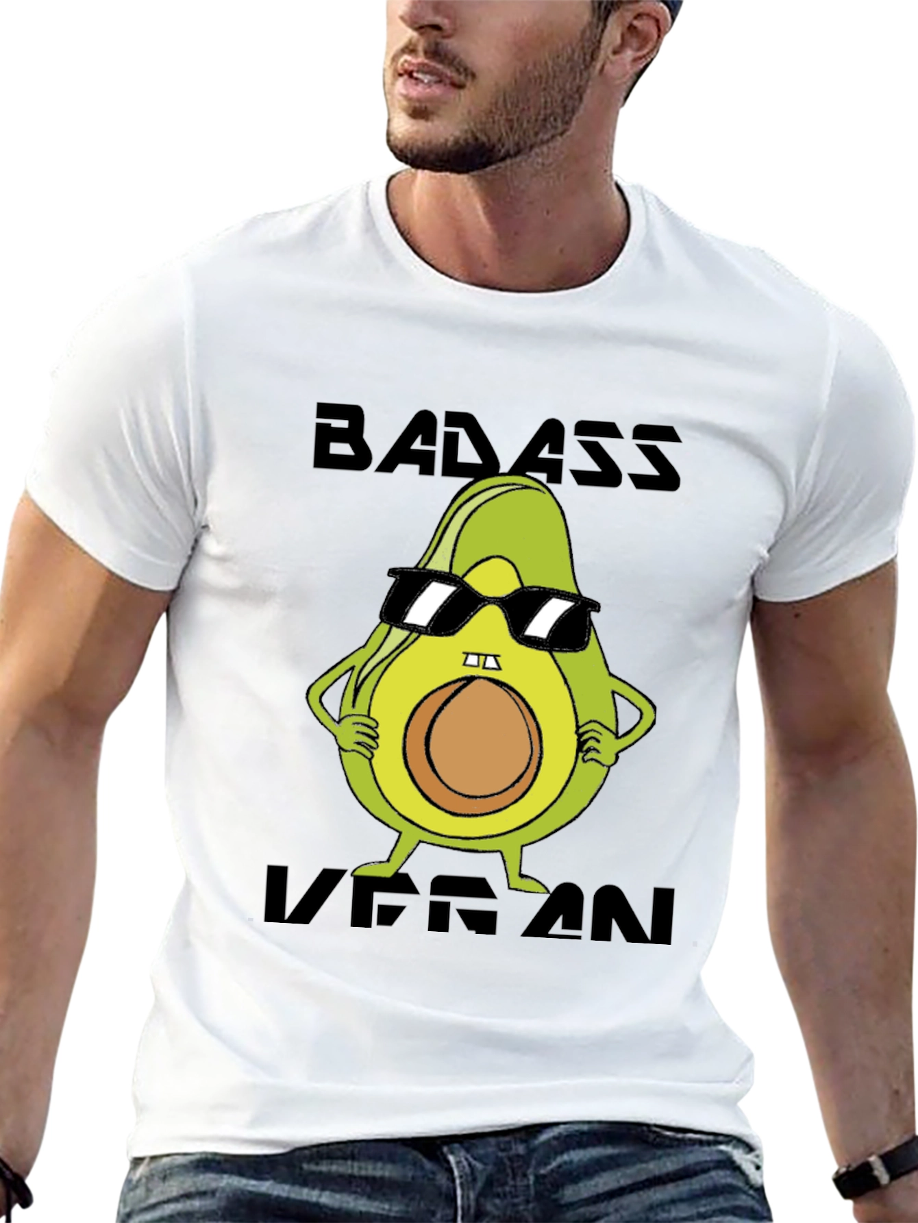 Black Badass Vegan Avocado T-Shirt view 13