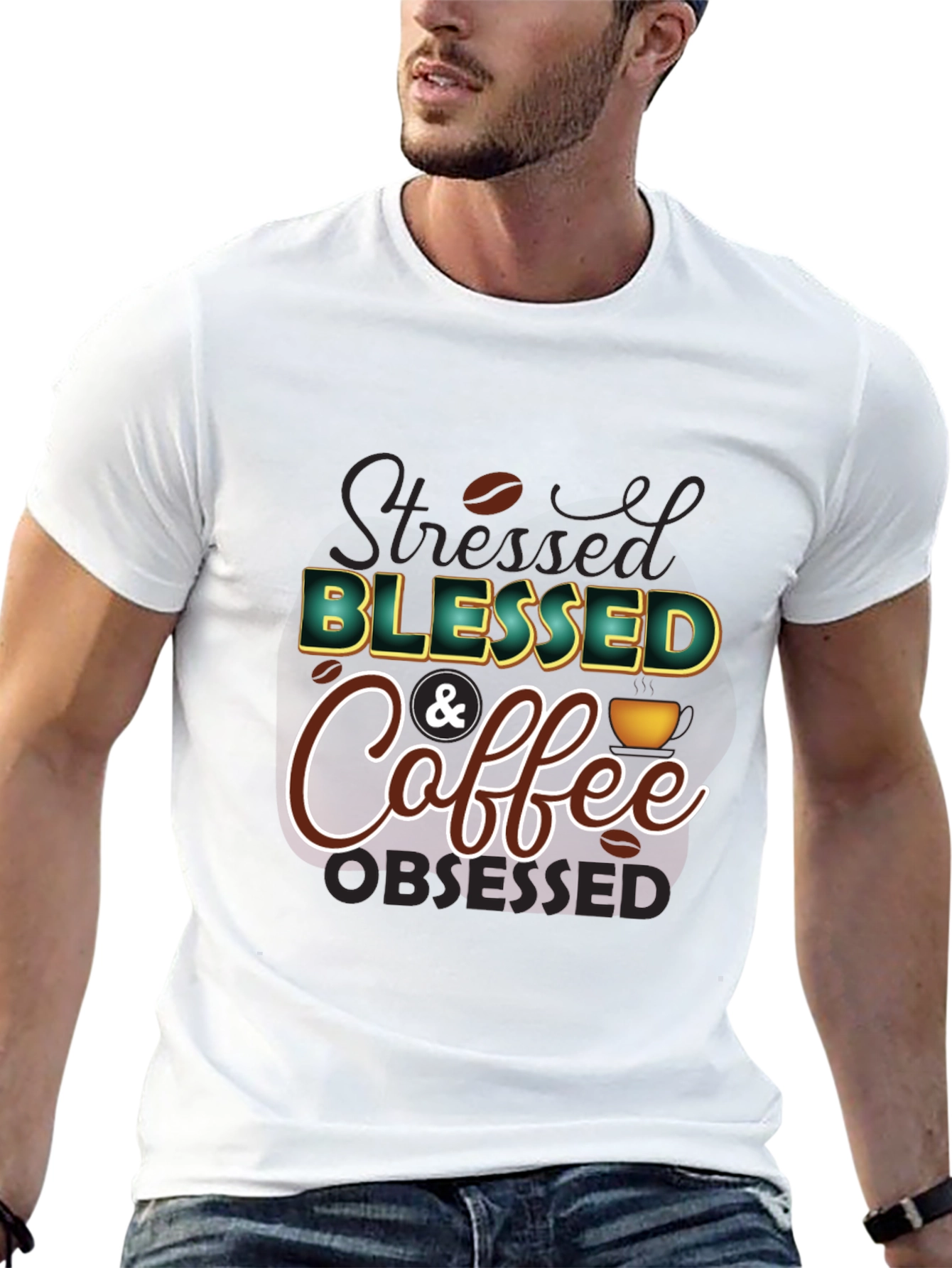Black Blessed & Coffee Obsessed T-Shirt view 13