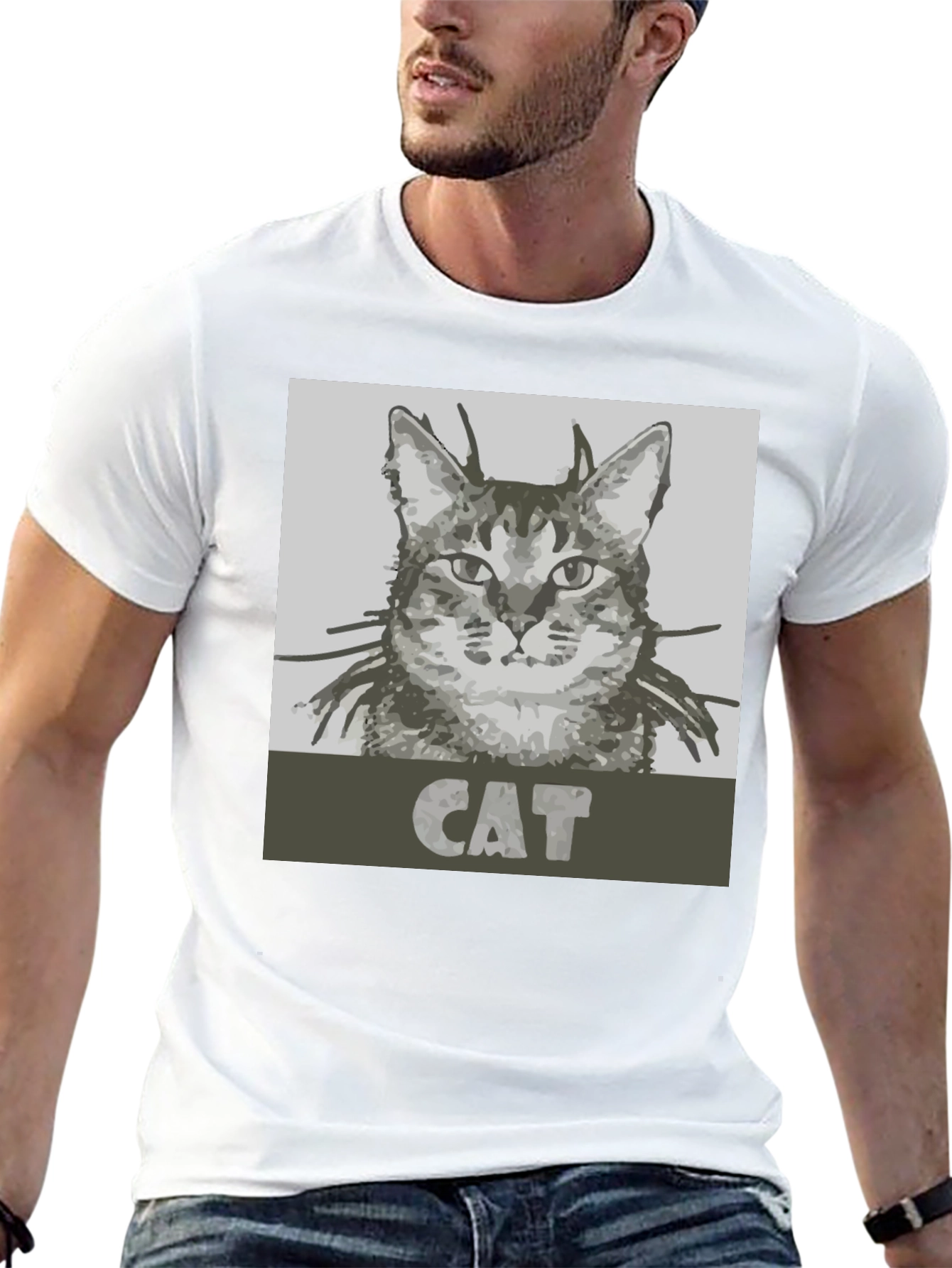 Black Cool Cat Graphic Tee - Black Unisex T-Shirt view 13