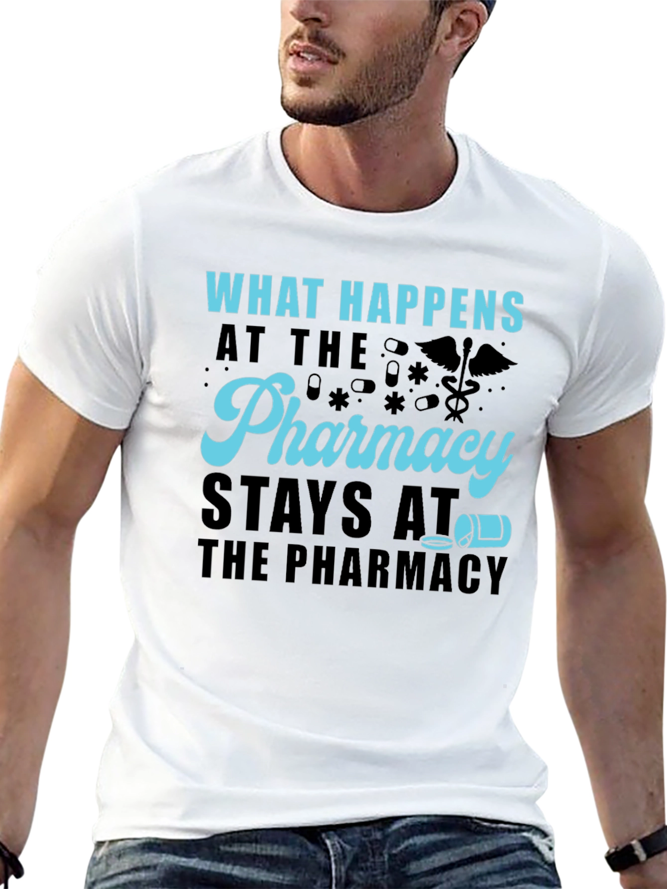 Black Pharmacy Humor T-Shirt - What Happens Stays view 13