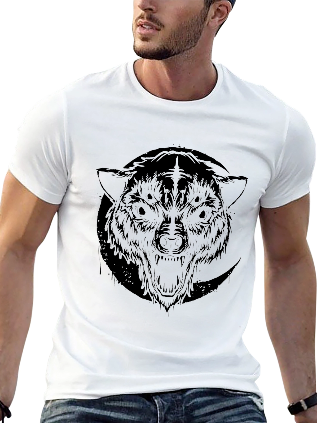 Black Black Wolf Graphic Tee - Men's Crew Neck view 13