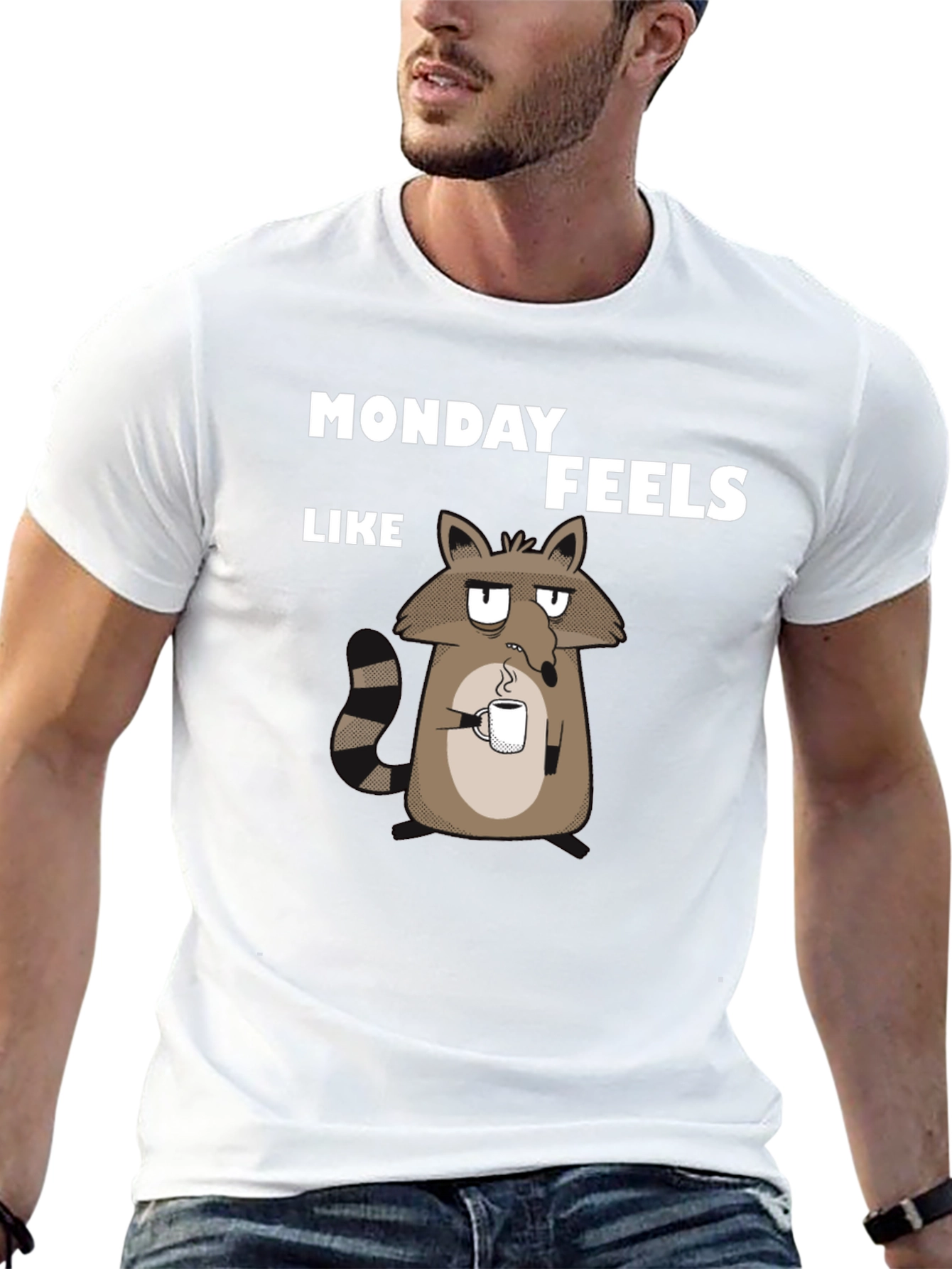 Black Monday Feels Raccoon T-Shirt - Funny Graphic Tee view 13