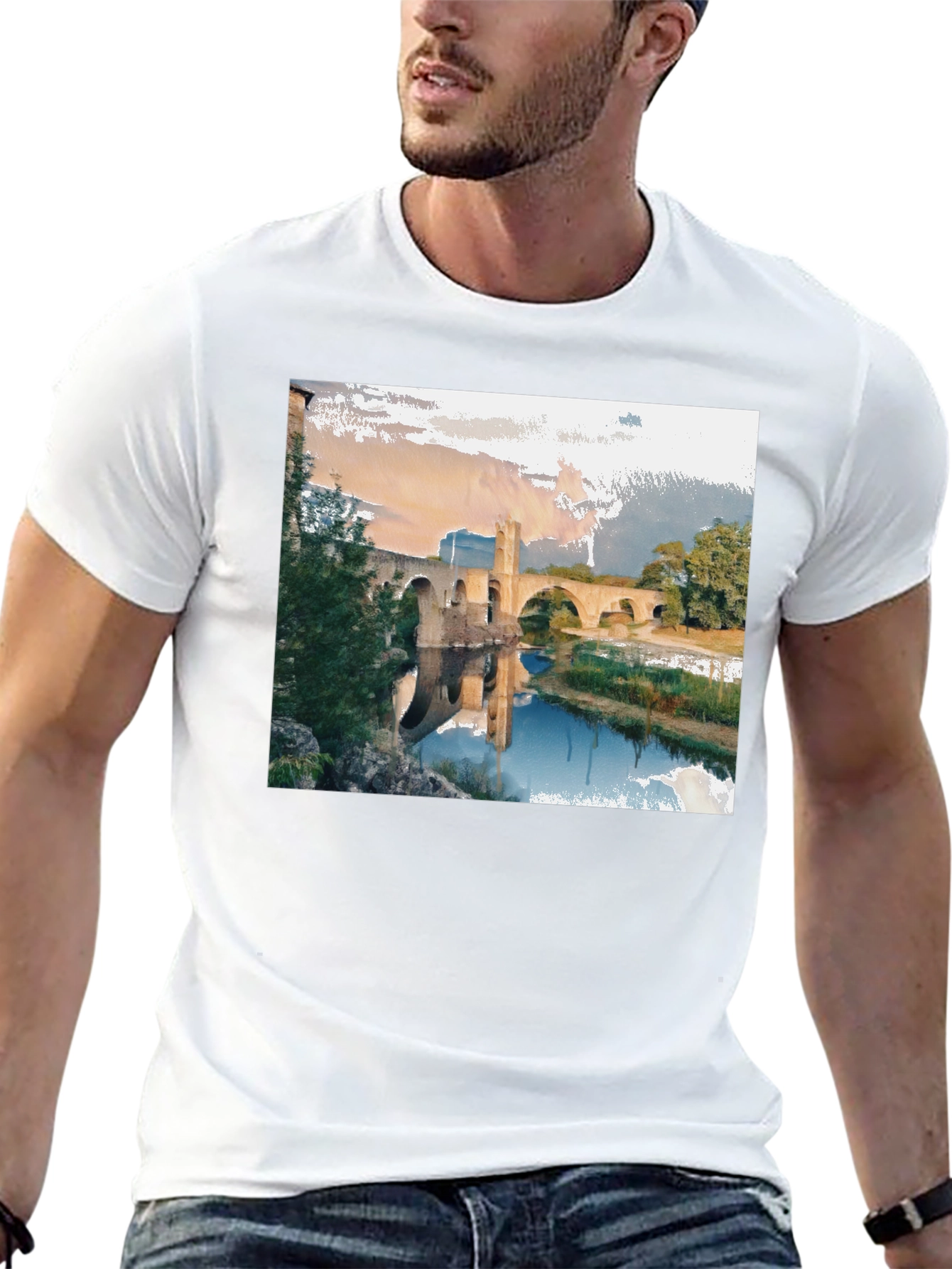 Black River Bridge Graphic Tee - Black Cotton Blend view 13