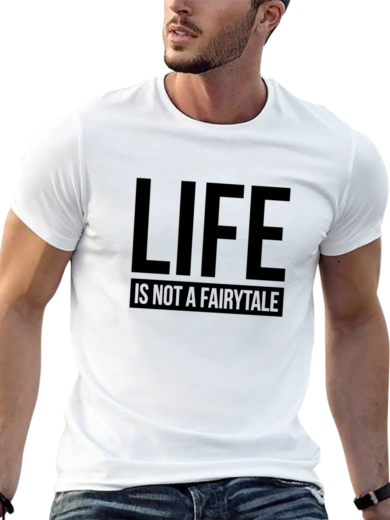 Black Life Is Not A Fairytale Graphic Tee - Mens Black T-Shirt view 13